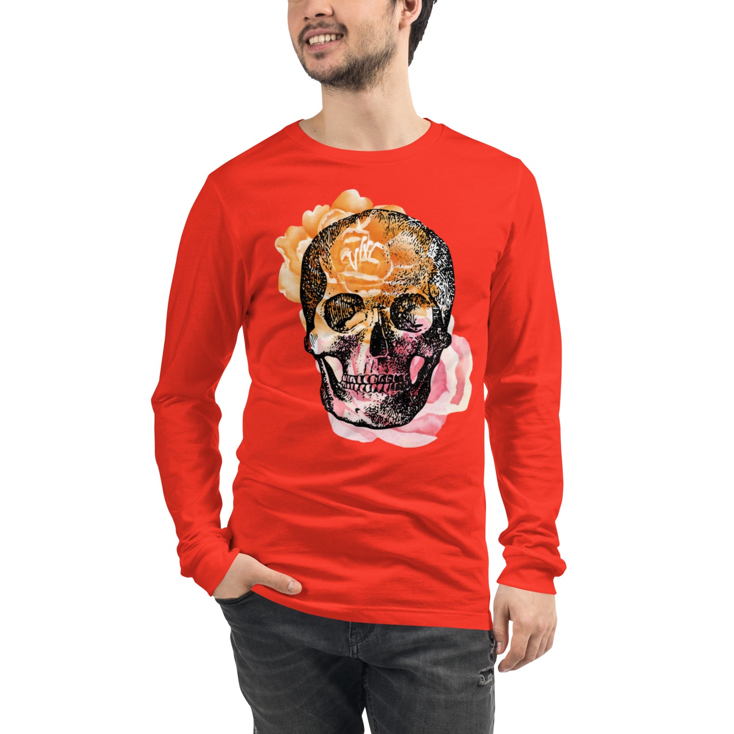 Love Eternal Rosy Skull Unisex Long Sleeve Tee