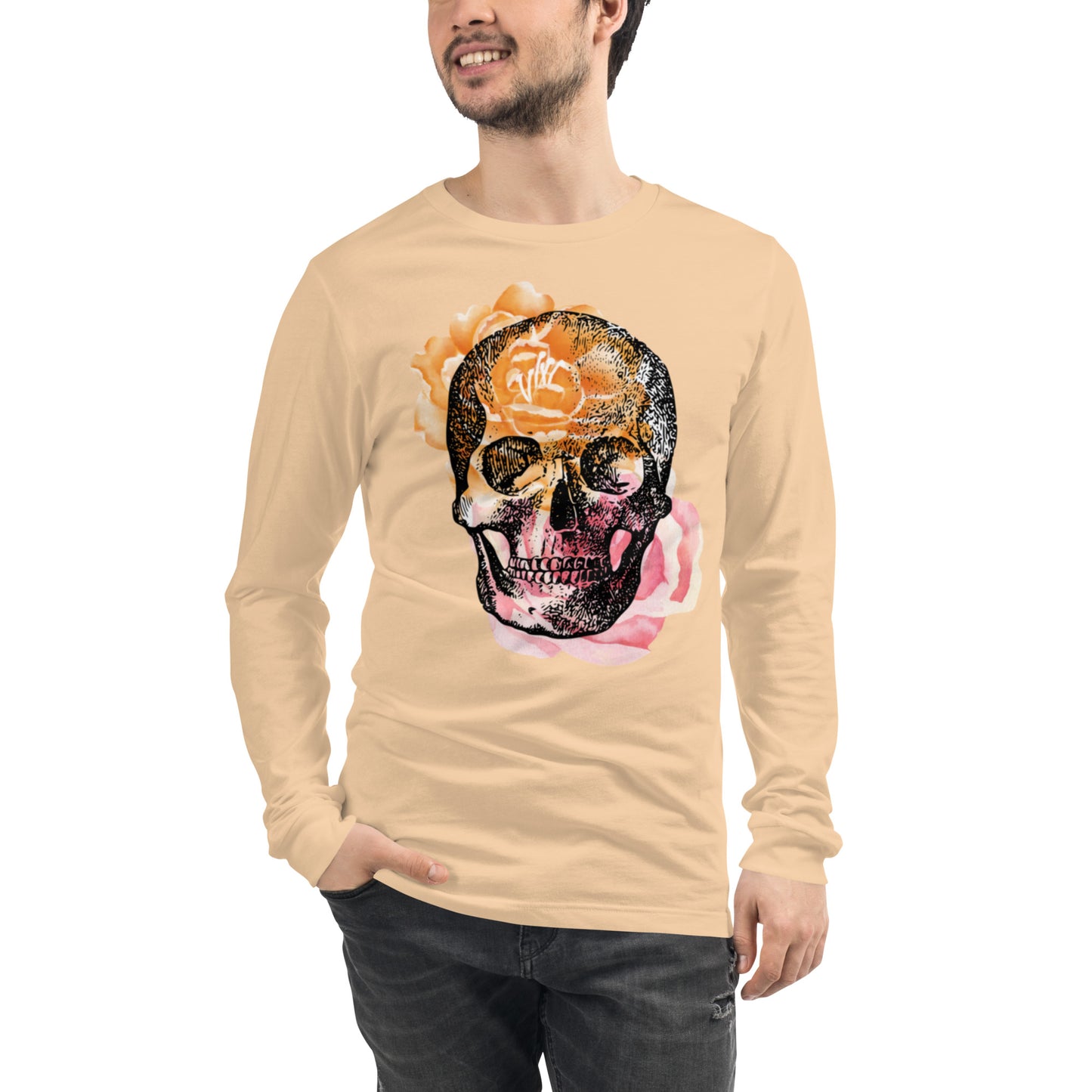 Love Eternal Rosy Skull Unisex Long Sleeve Tee