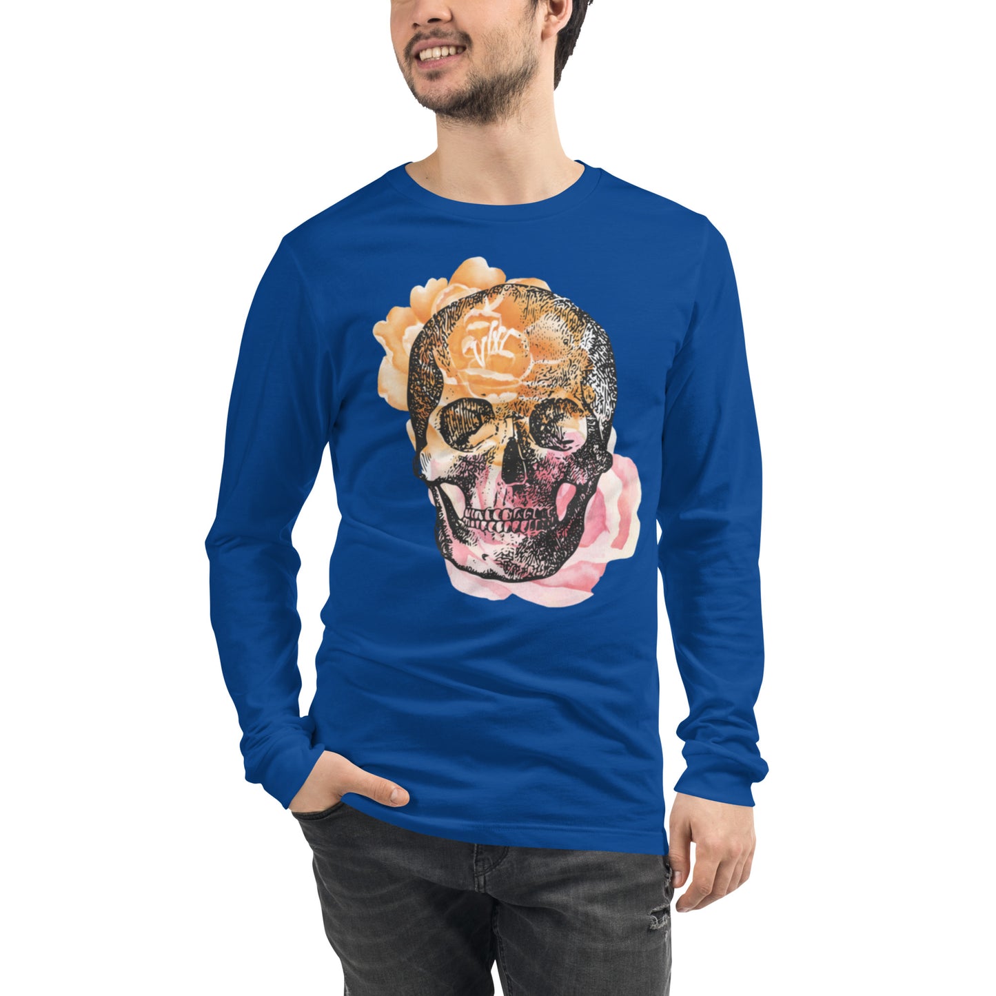 Love Eternal Rosy Skull Unisex Long Sleeve Tee