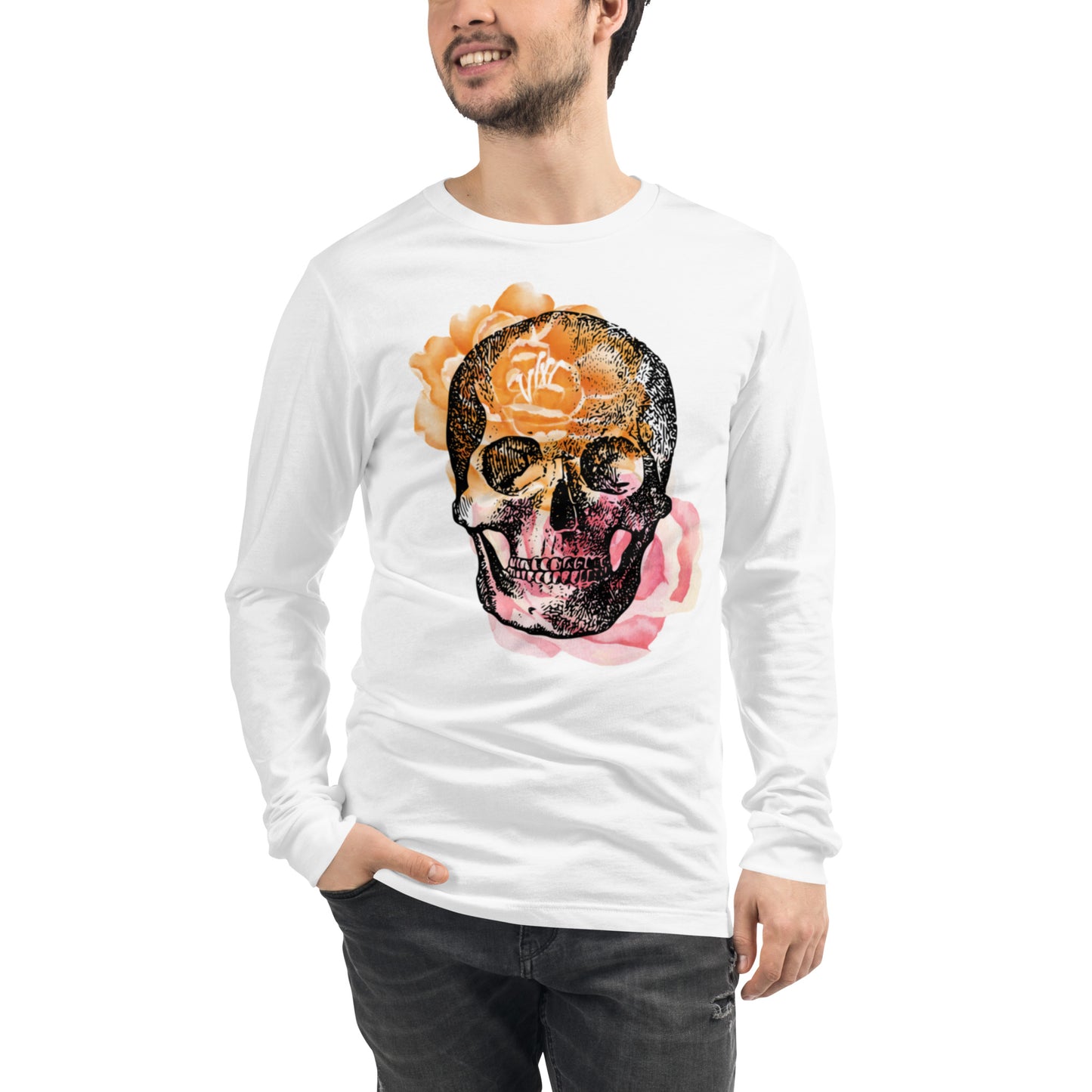 Love Eternal Rosy Skull Unisex Long Sleeve Tee
