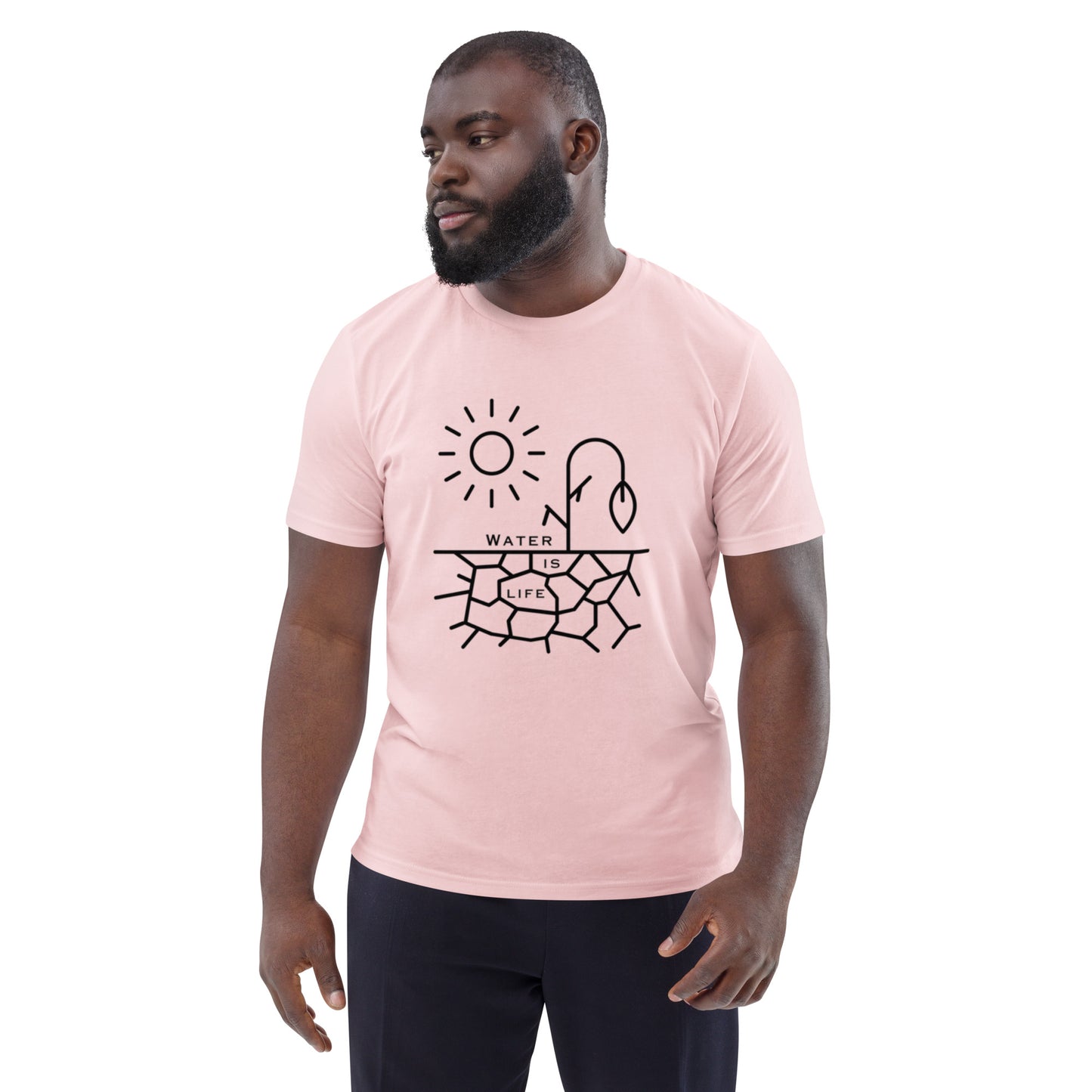 Water Is Life Unisex Organic Cotton T-Shirt Black Font