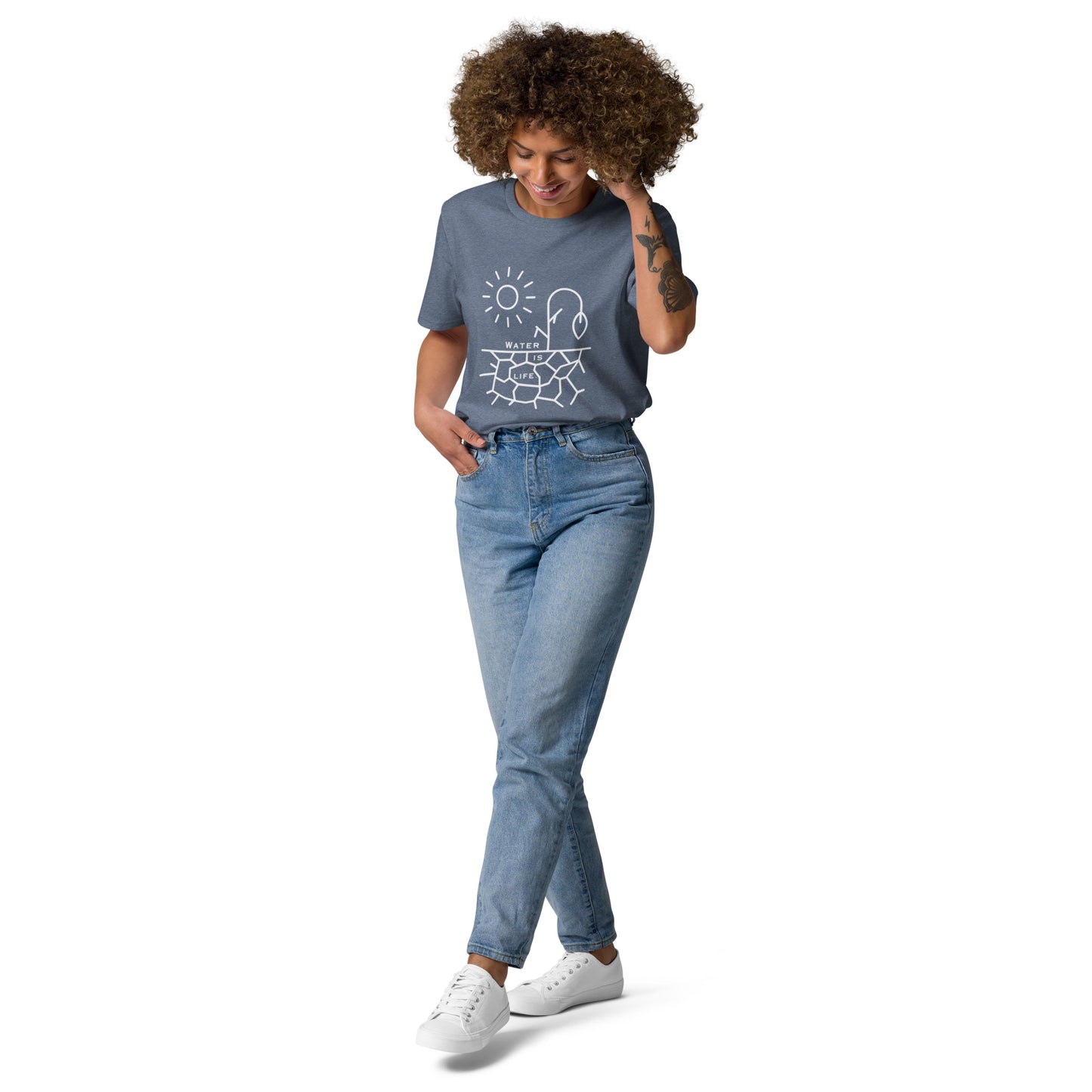 Water Is Life Unisex Organic Cotton T-Shirt White Font