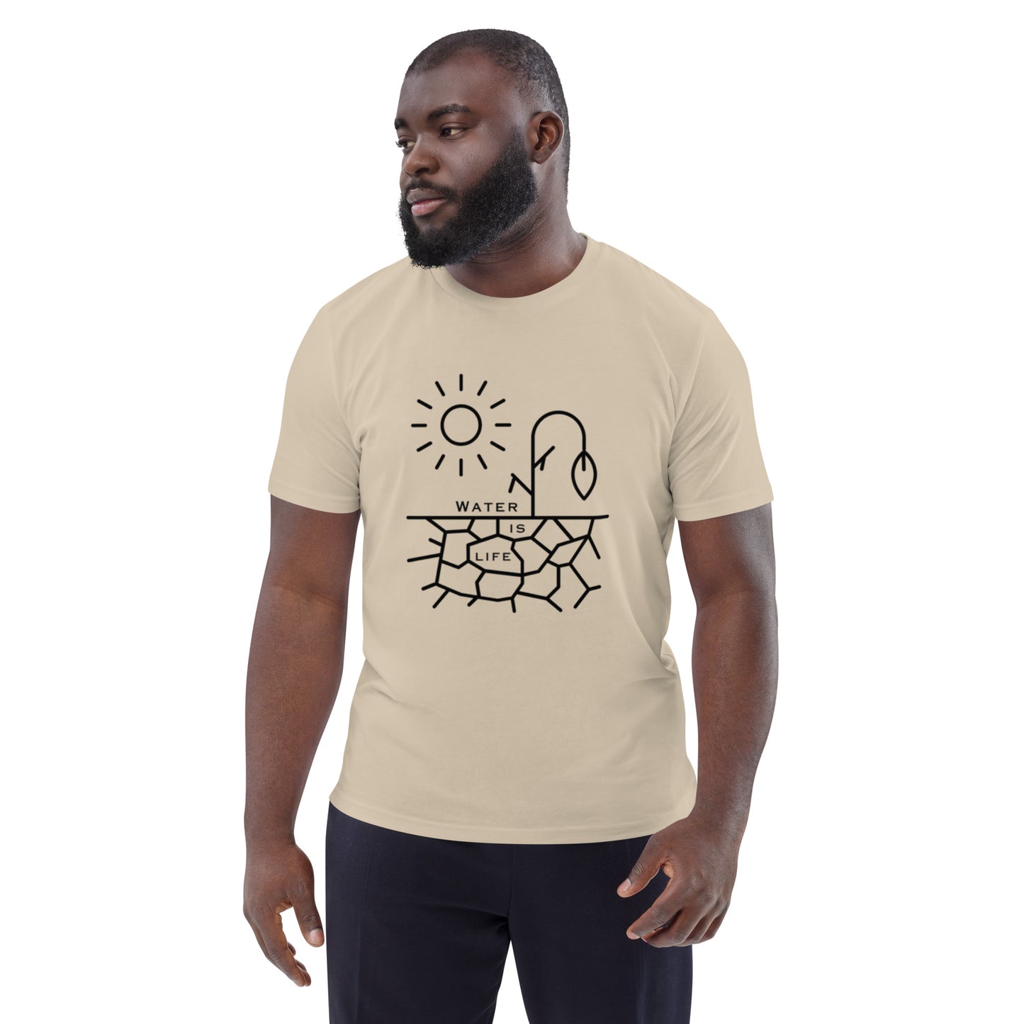 Water Is Life Unisex Organic Cotton T-Shirt Black Font