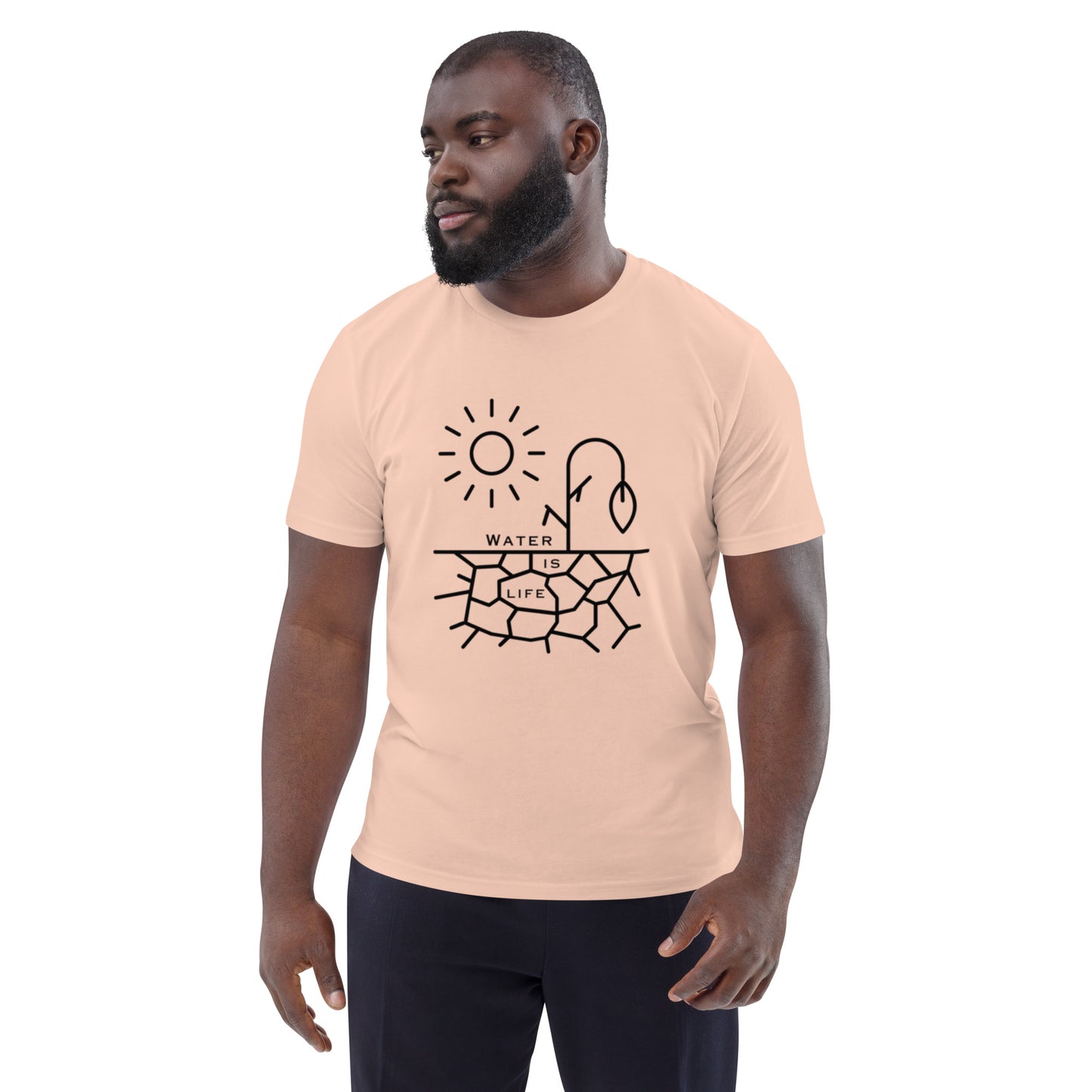 Water Is Life Unisex Organic Cotton T-Shirt Black Font