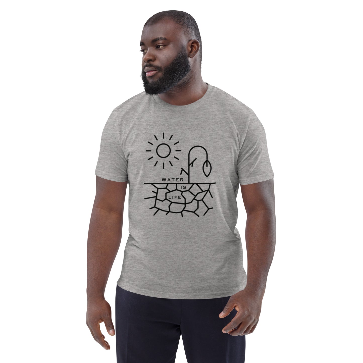 Water Is Life Unisex Organic Cotton T-Shirt Black Font