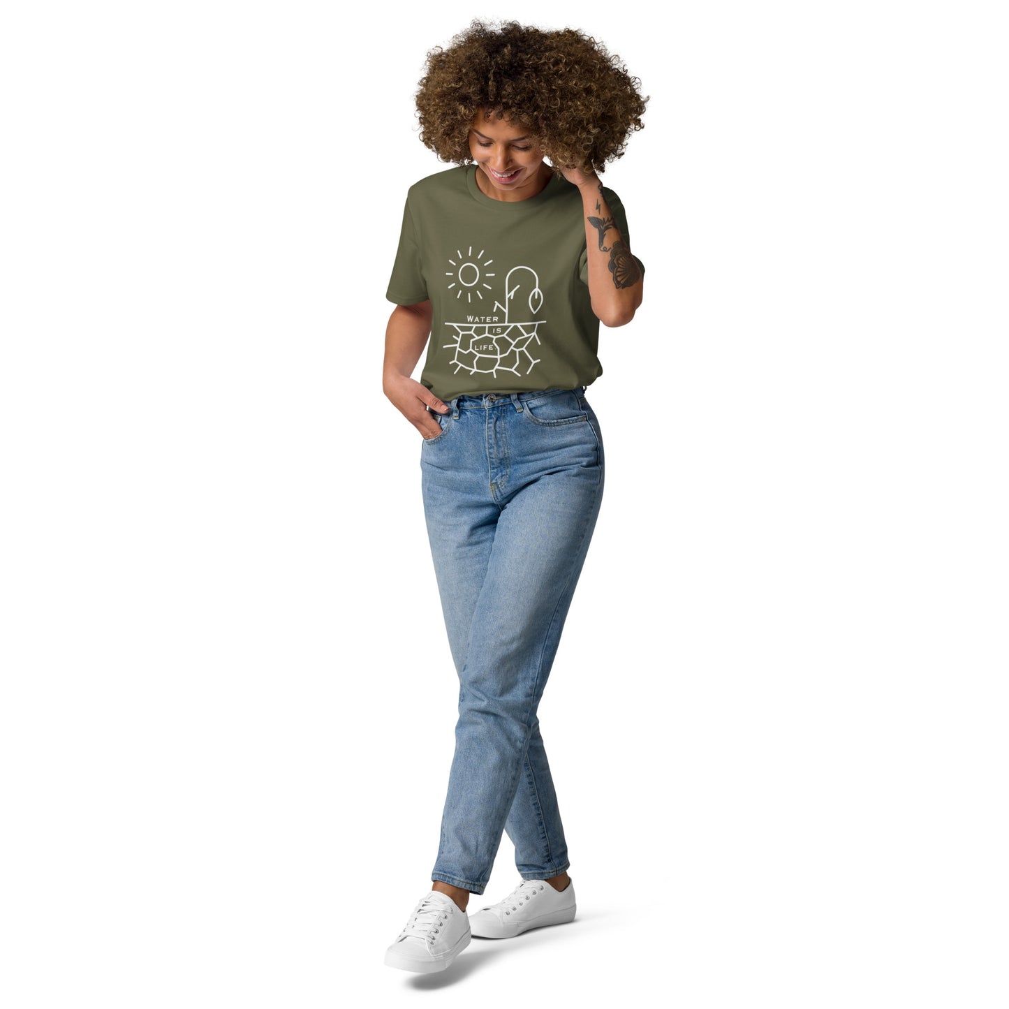 Water Is Life Unisex Organic Cotton T-Shirt White Font