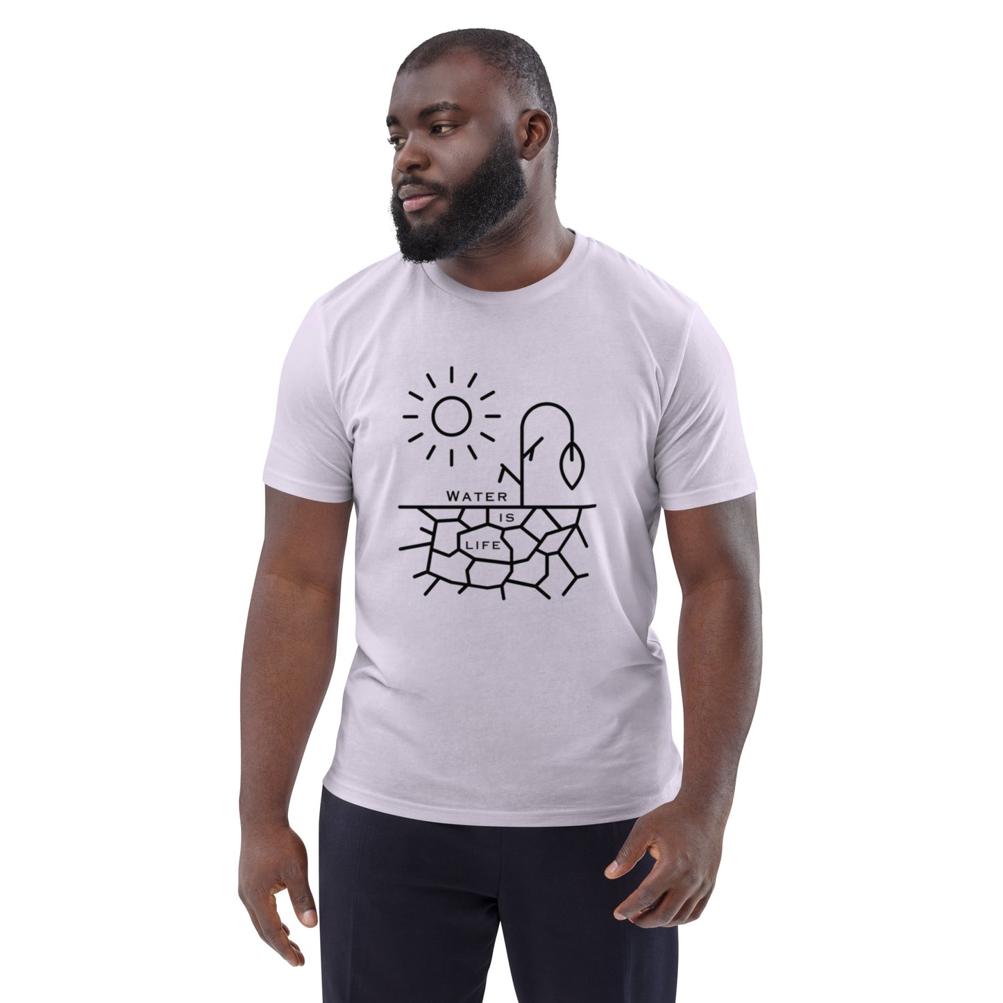 Water Is Life Unisex Organic Cotton T-Shirt Black Font
