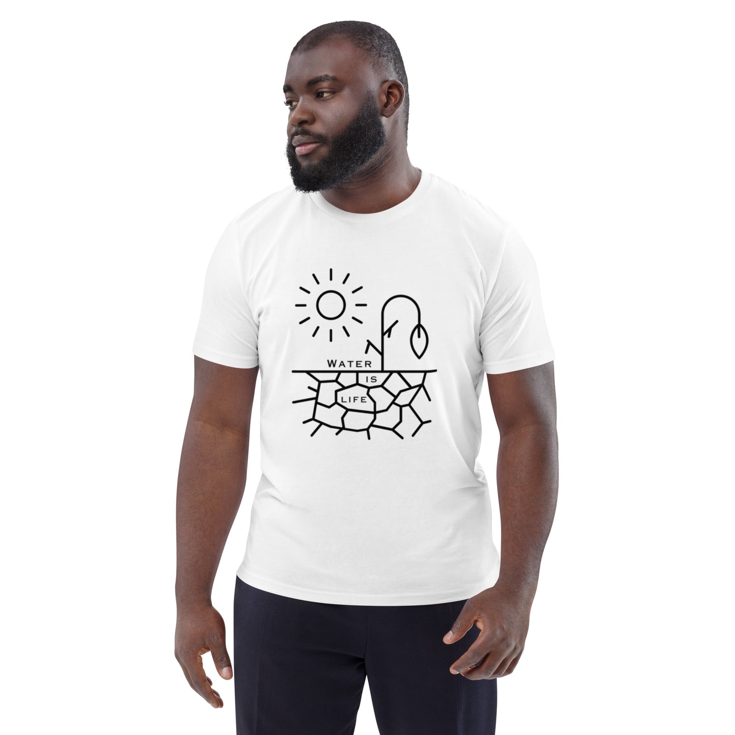 Water Is Life Unisex Organic Cotton T-Shirt Black Font
