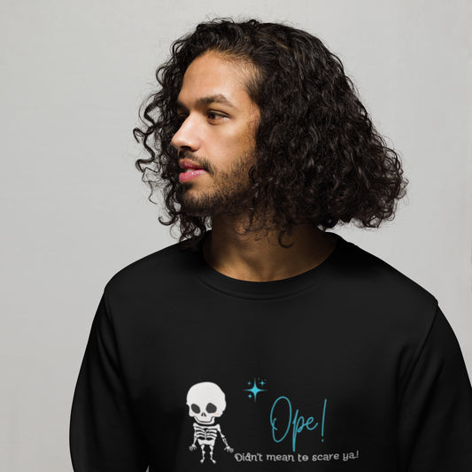 Skeleton Ope! Unisex Organic Sweatshirt