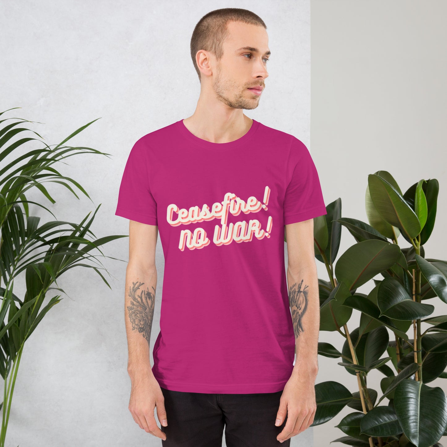 Ceasefire! No War! Red Script Unisex T-shirt