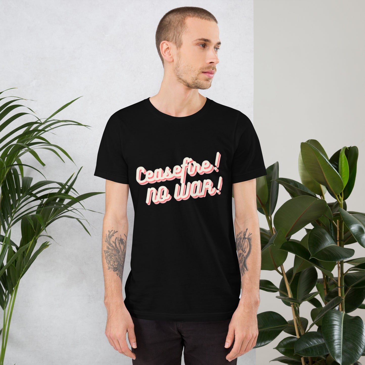 Ceasefire! No War! Red Script Unisex T-shirt