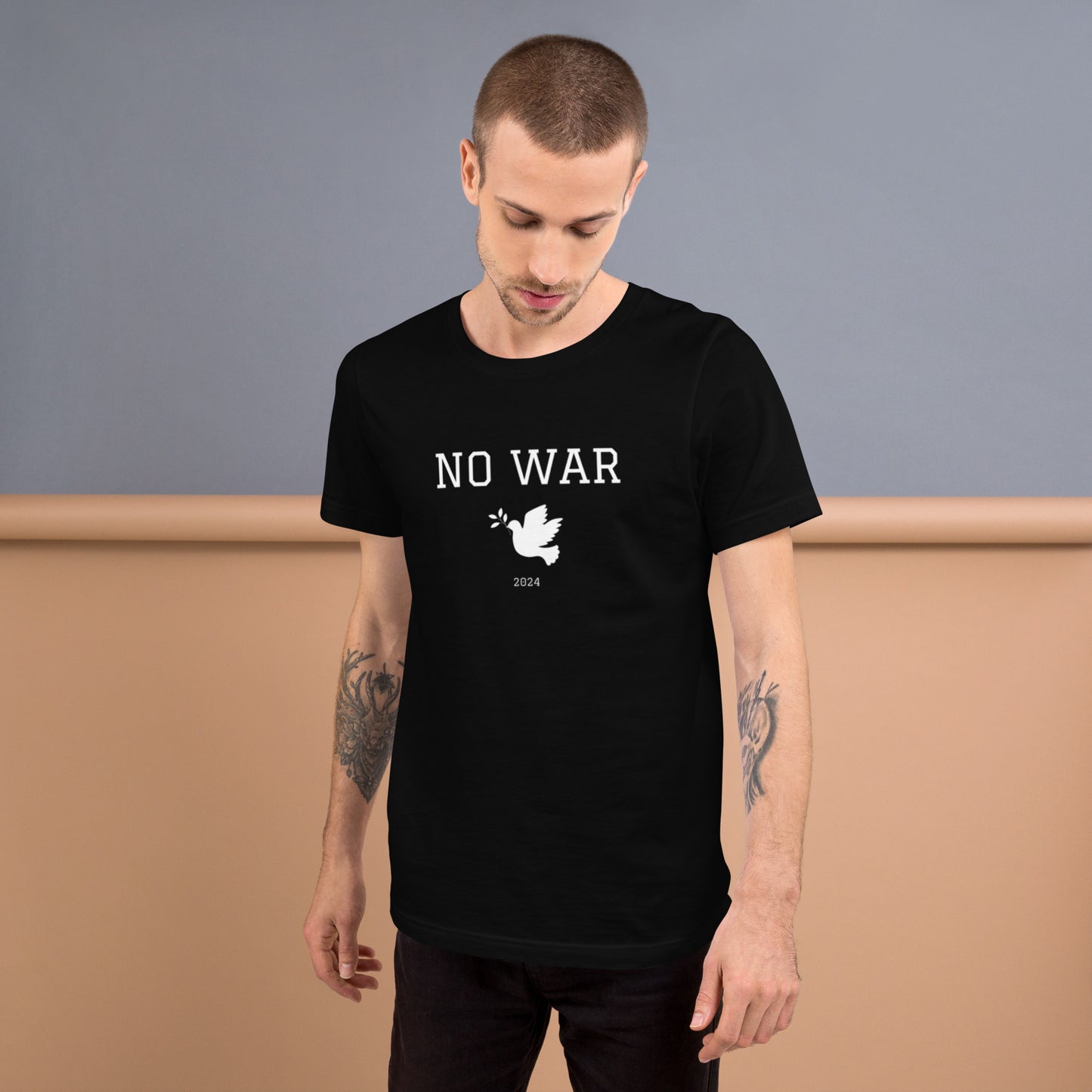 No War Dove Unisex t-shirt white font
