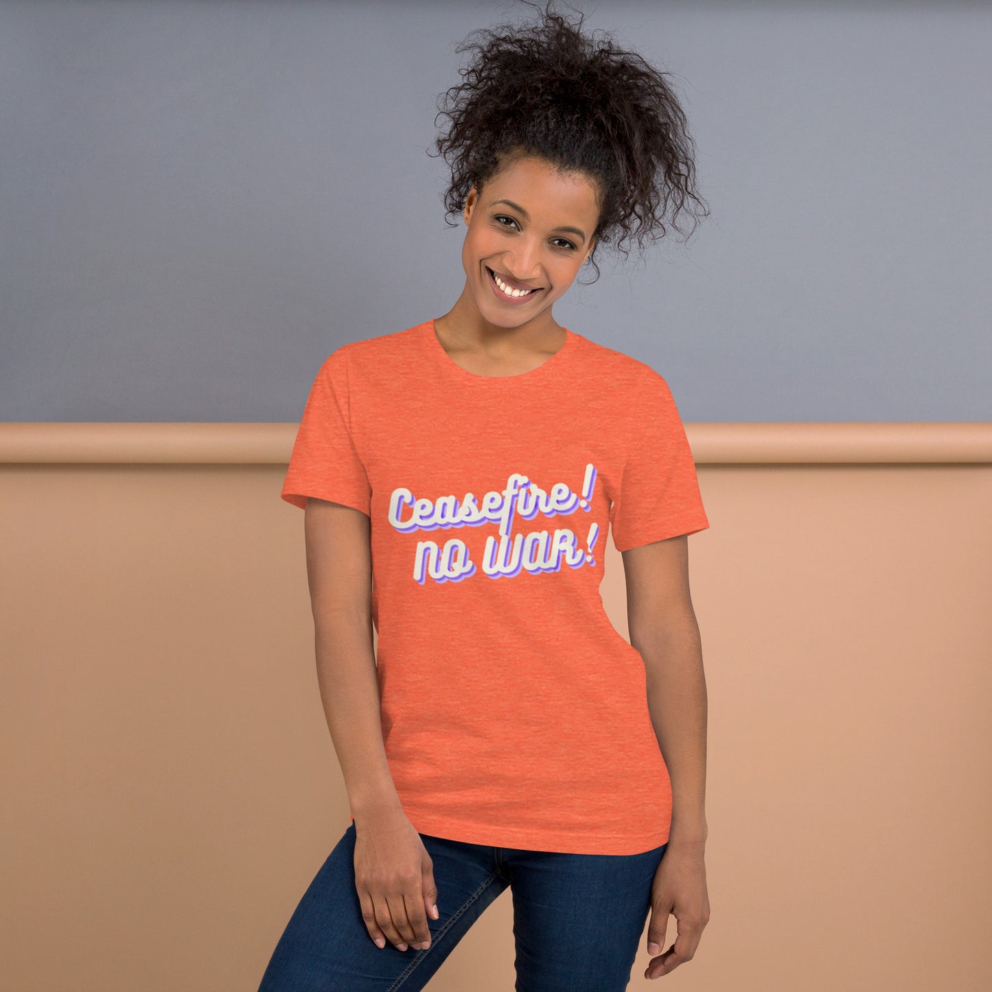 Ceasefire! No War! Purple Script Unisex T-shirt