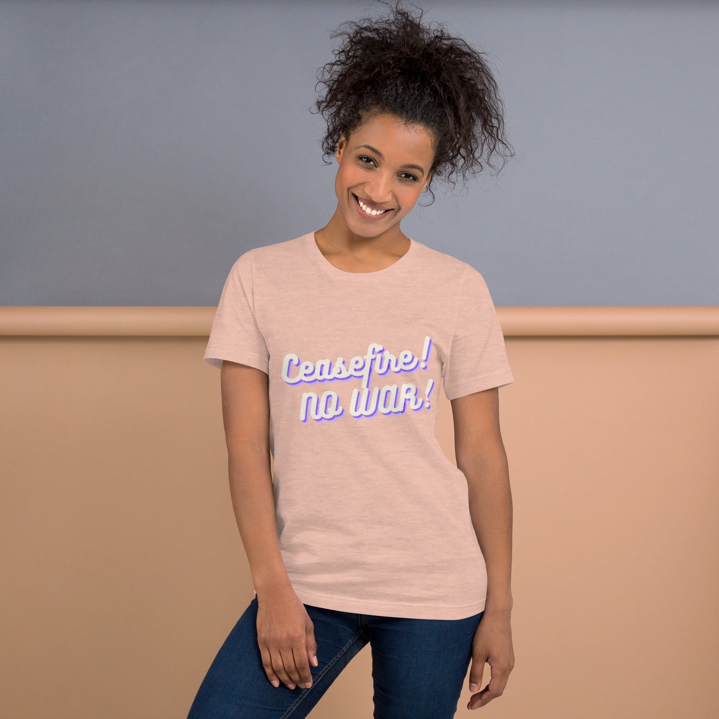 Ceasefire! No War! Purple Script Unisex T-shirt