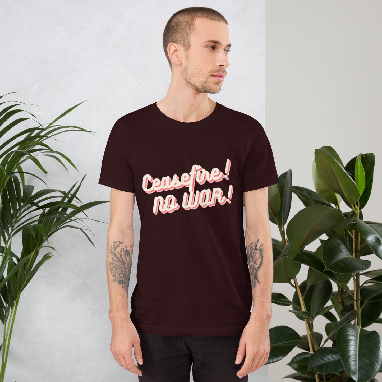 Ceasefire! No War! Red Script Unisex T-shirt