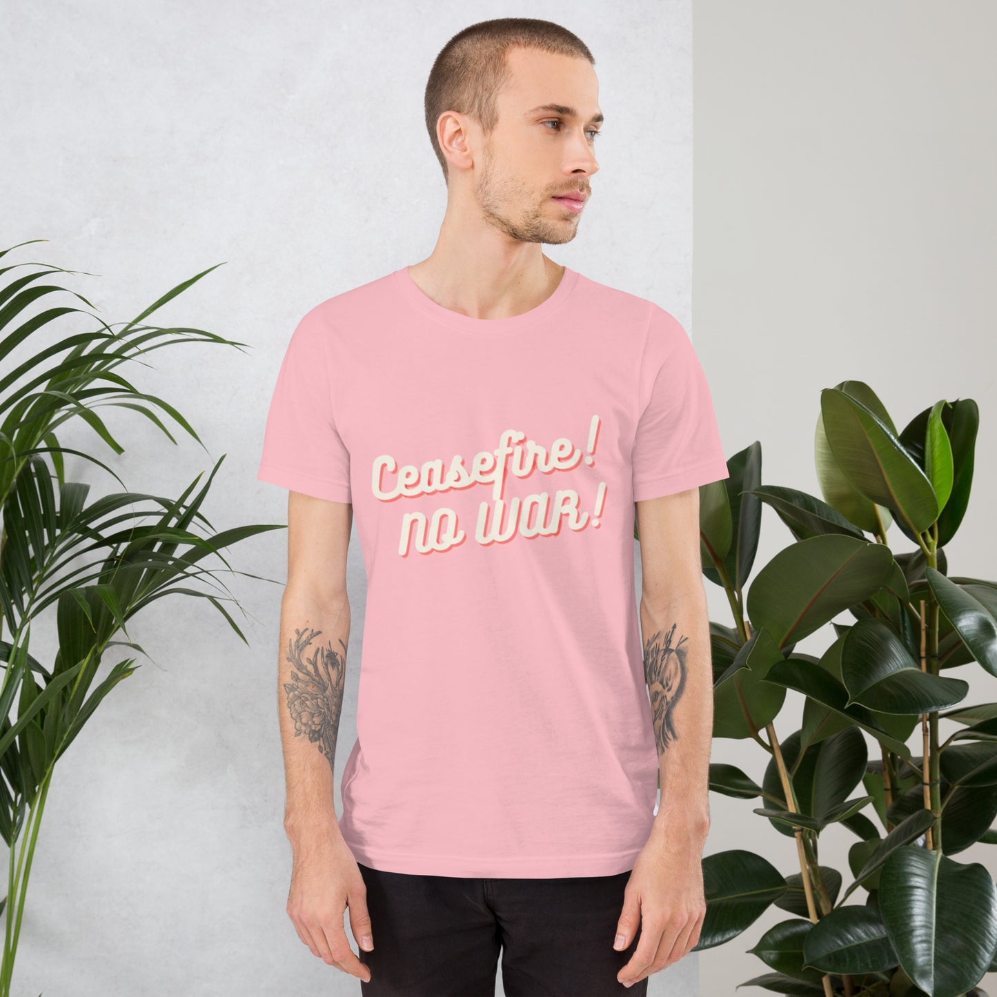 Ceasefire! No War! Red Script Unisex T-shirt