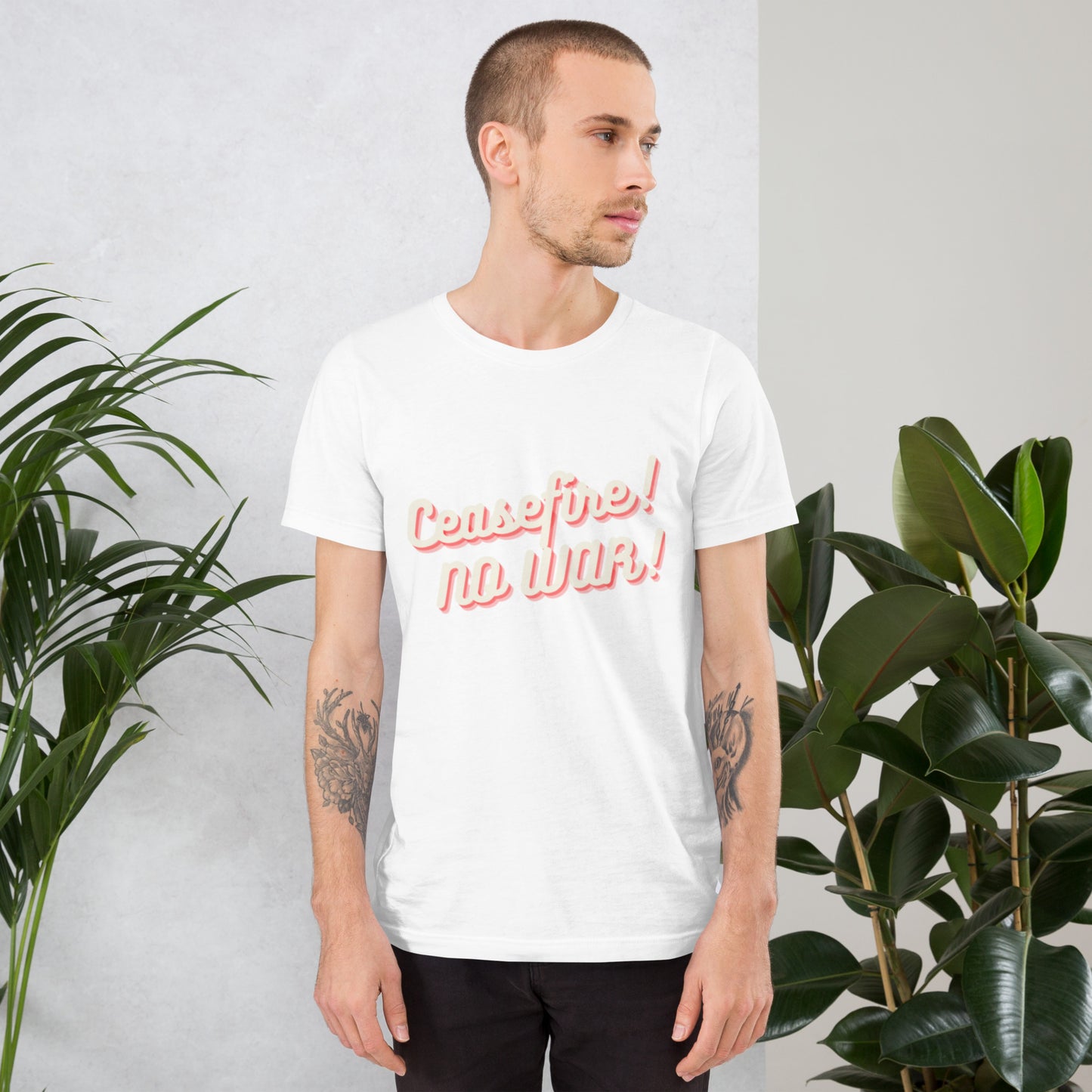 Ceasefire! No War! Red Script Unisex T-shirt