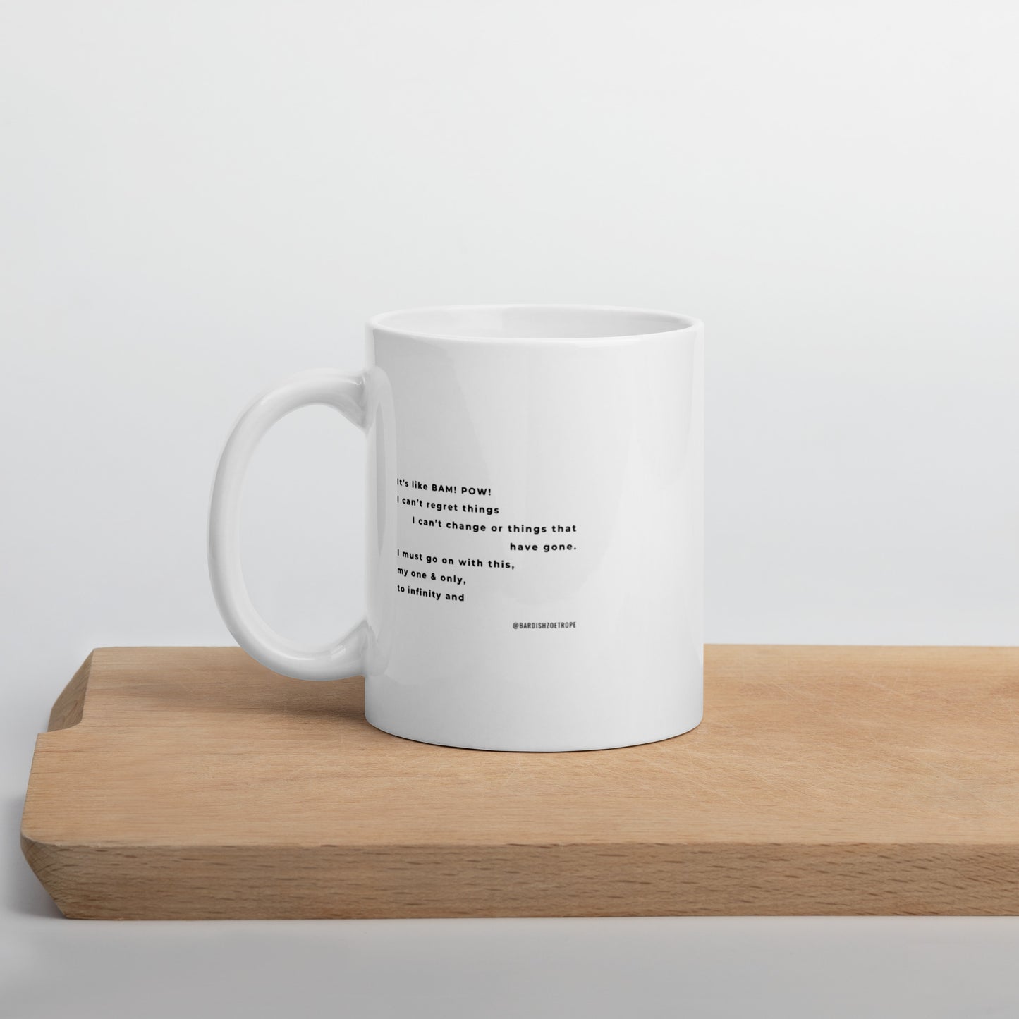 It's like BAM! POW! White glossy mug