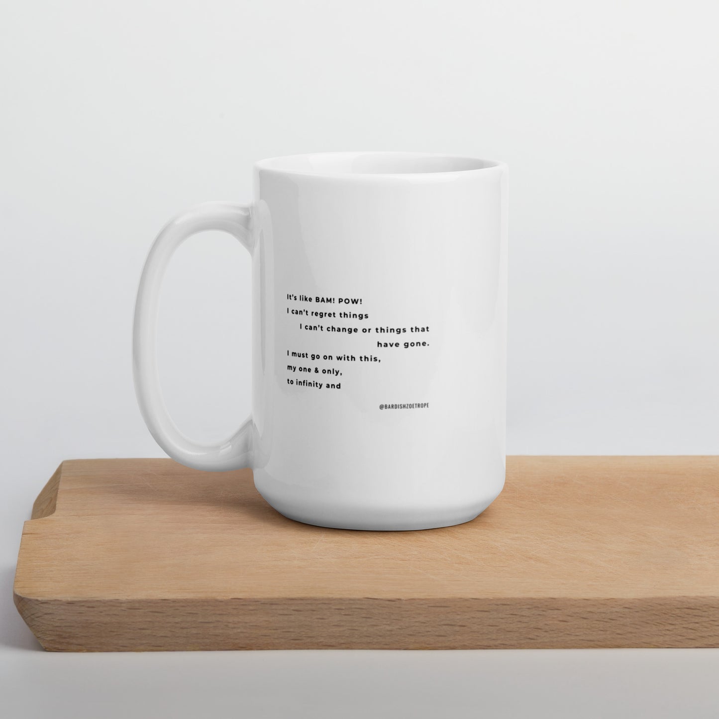 It's like BAM! POW! White glossy mug