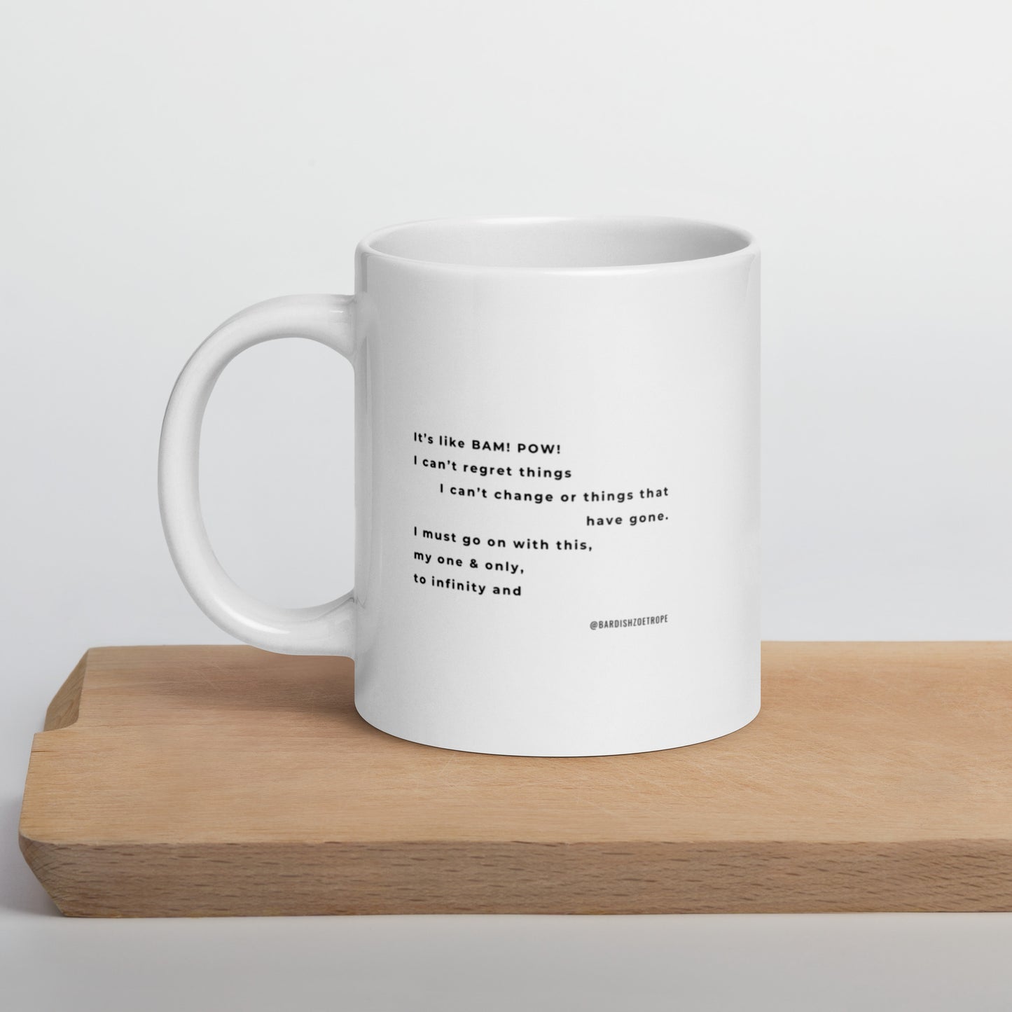 It's like BAM! POW! White glossy mug