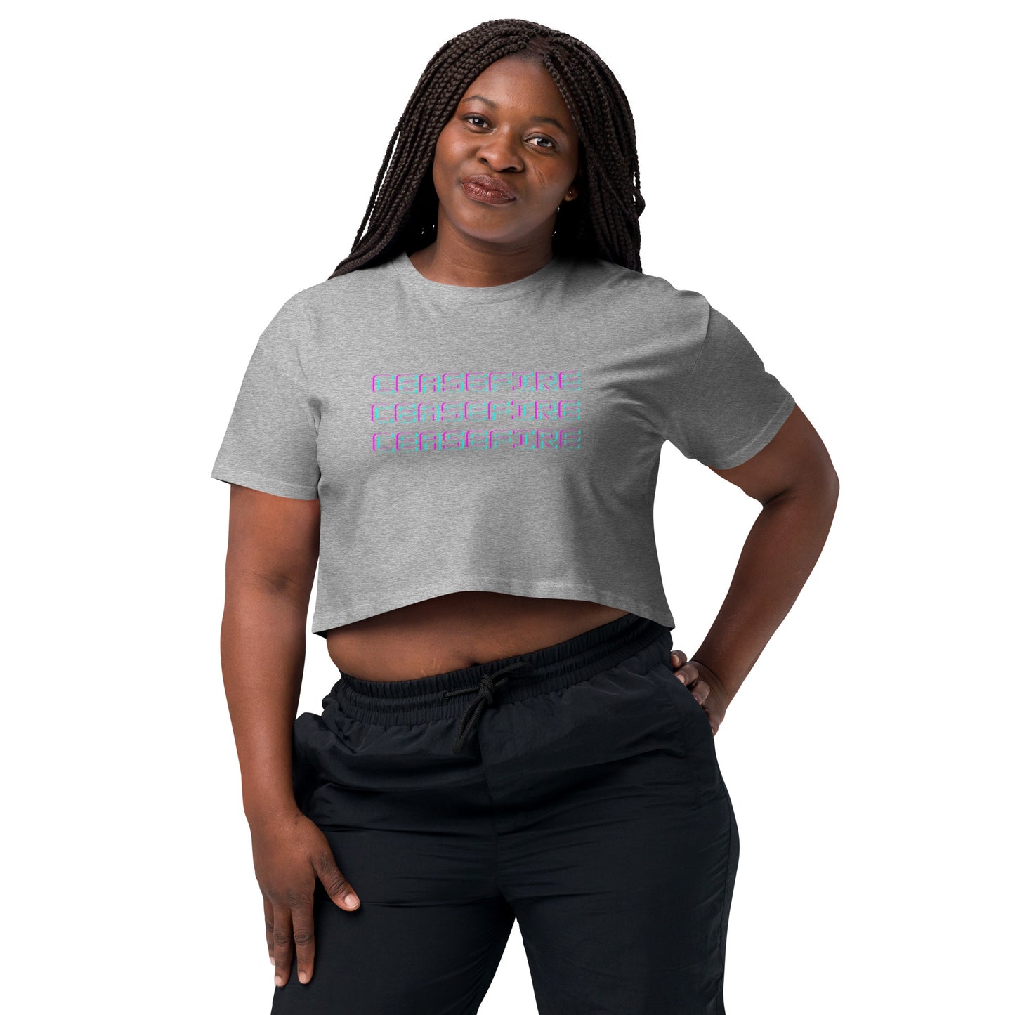 Ceasefire Block Script Crop Top