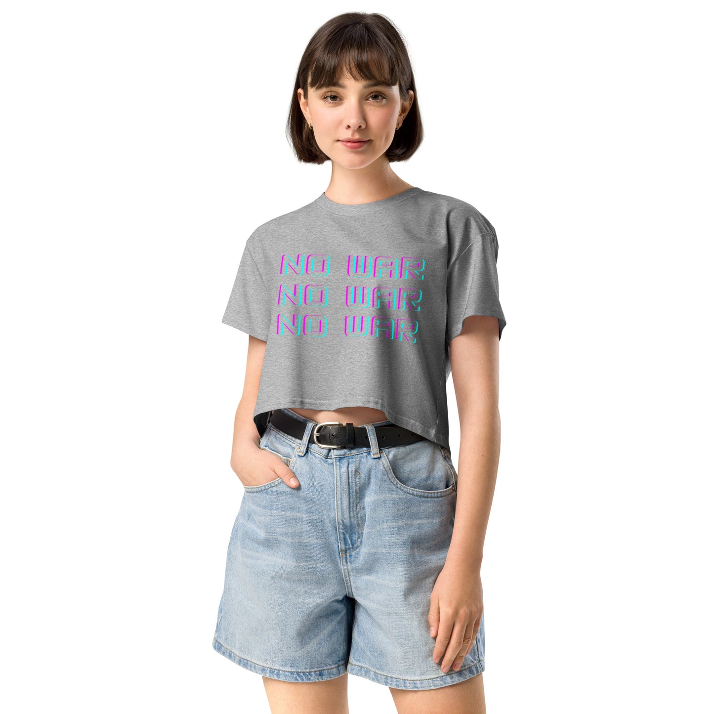 No War Block Script Crop Top