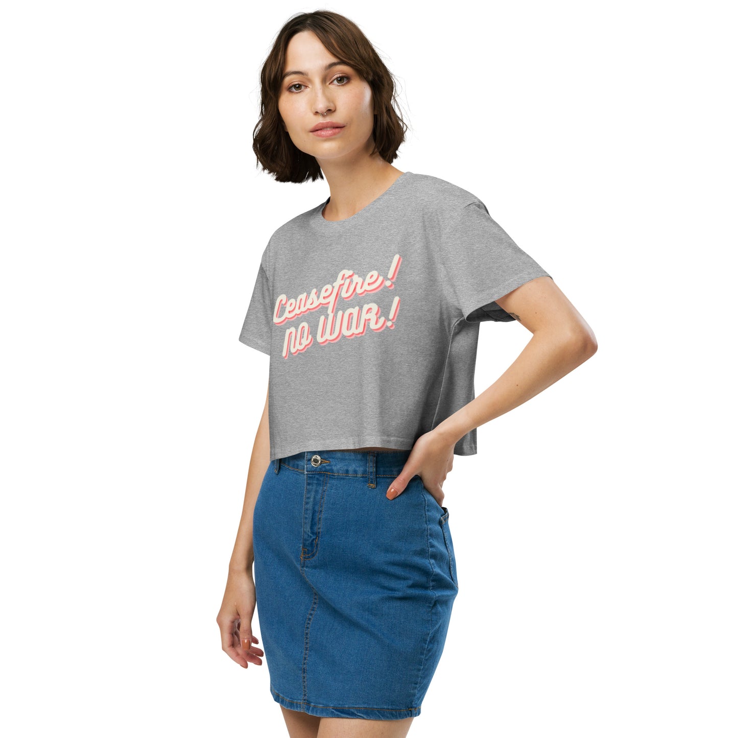 Ceasefire! No War! Red Script Crop Top