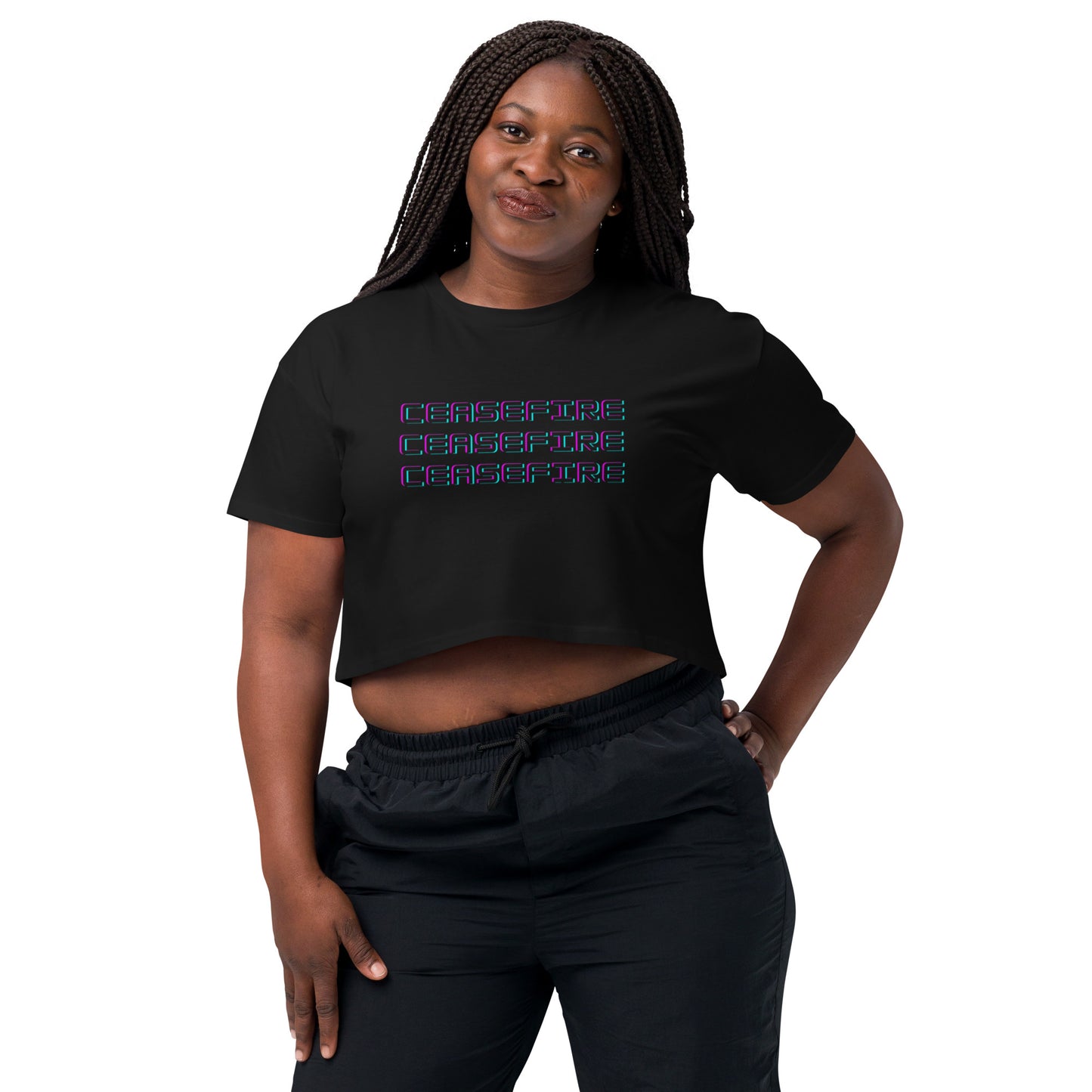 Ceasefire Block Script Crop Top