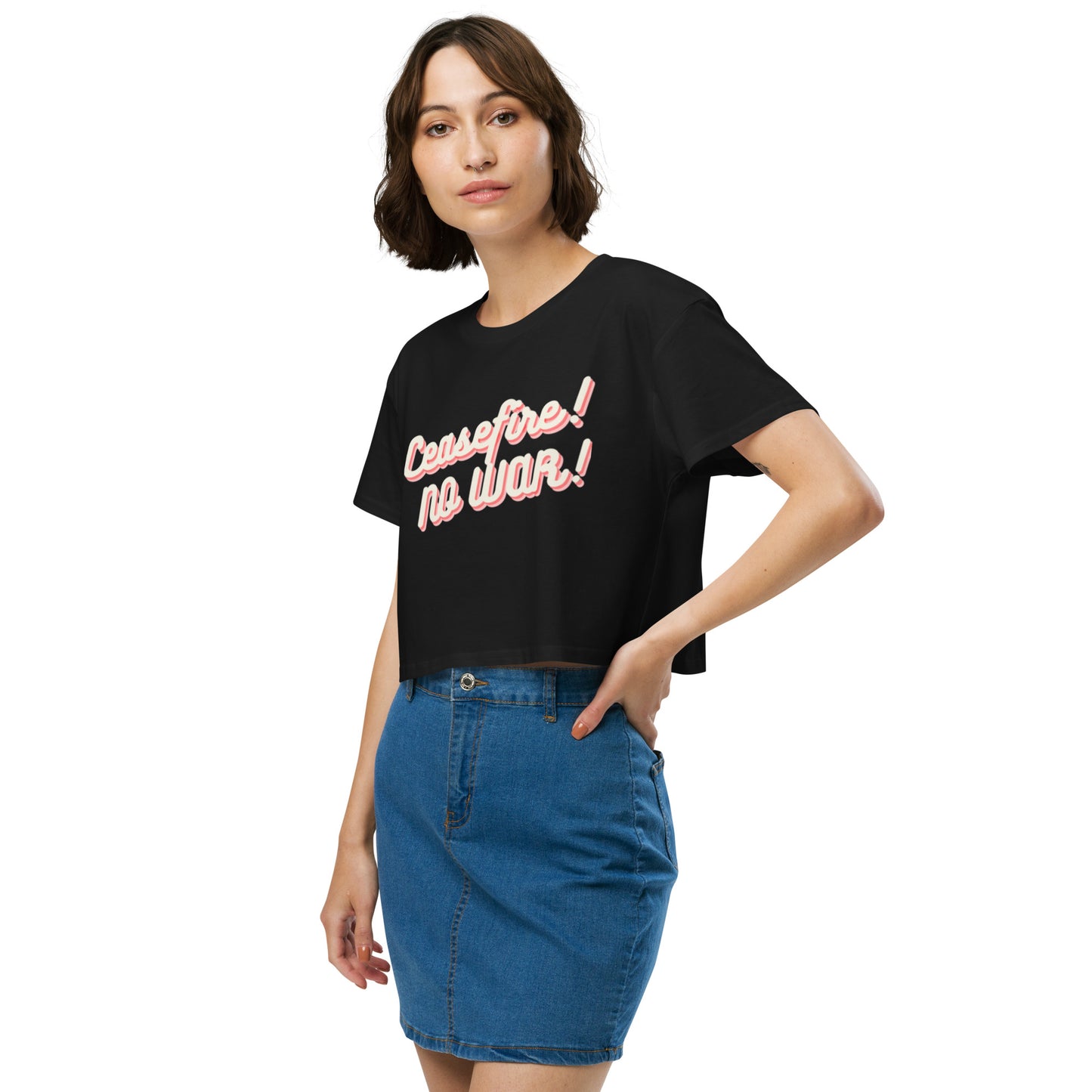 Ceasefire! No War! Red Script Crop Top