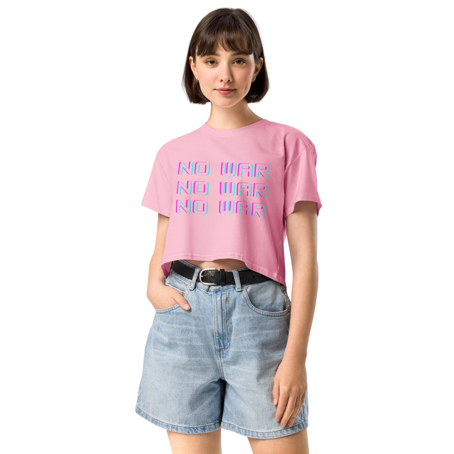 No War Block Script Crop Top