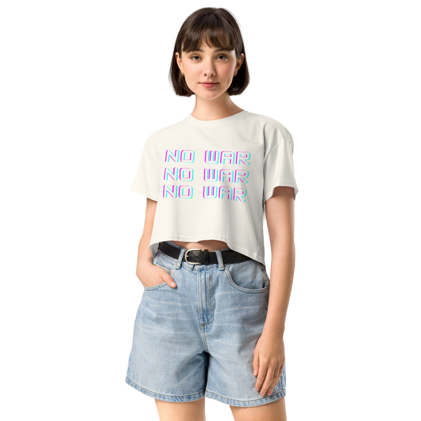 No War Block Script Crop Top