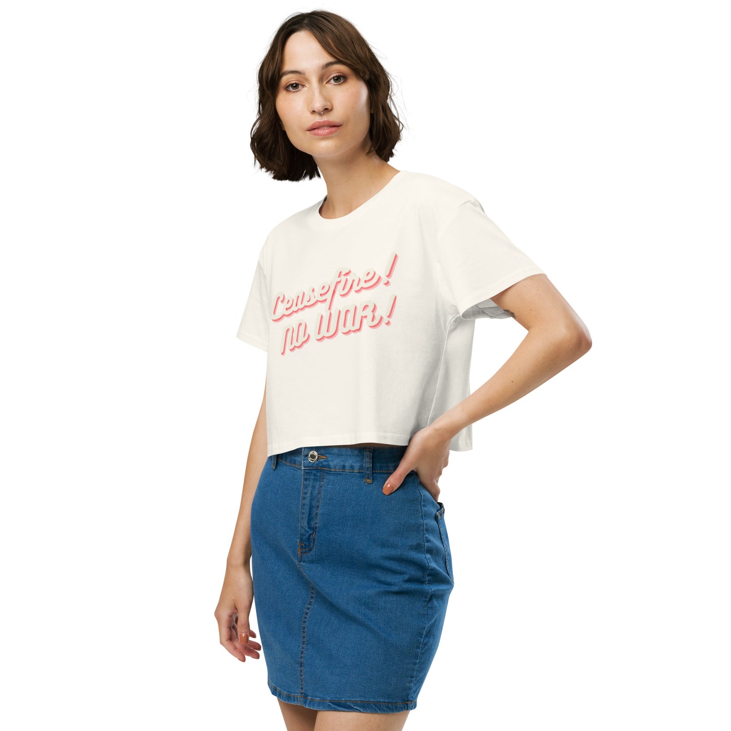 Ceasefire! No War! Red Script Crop Top