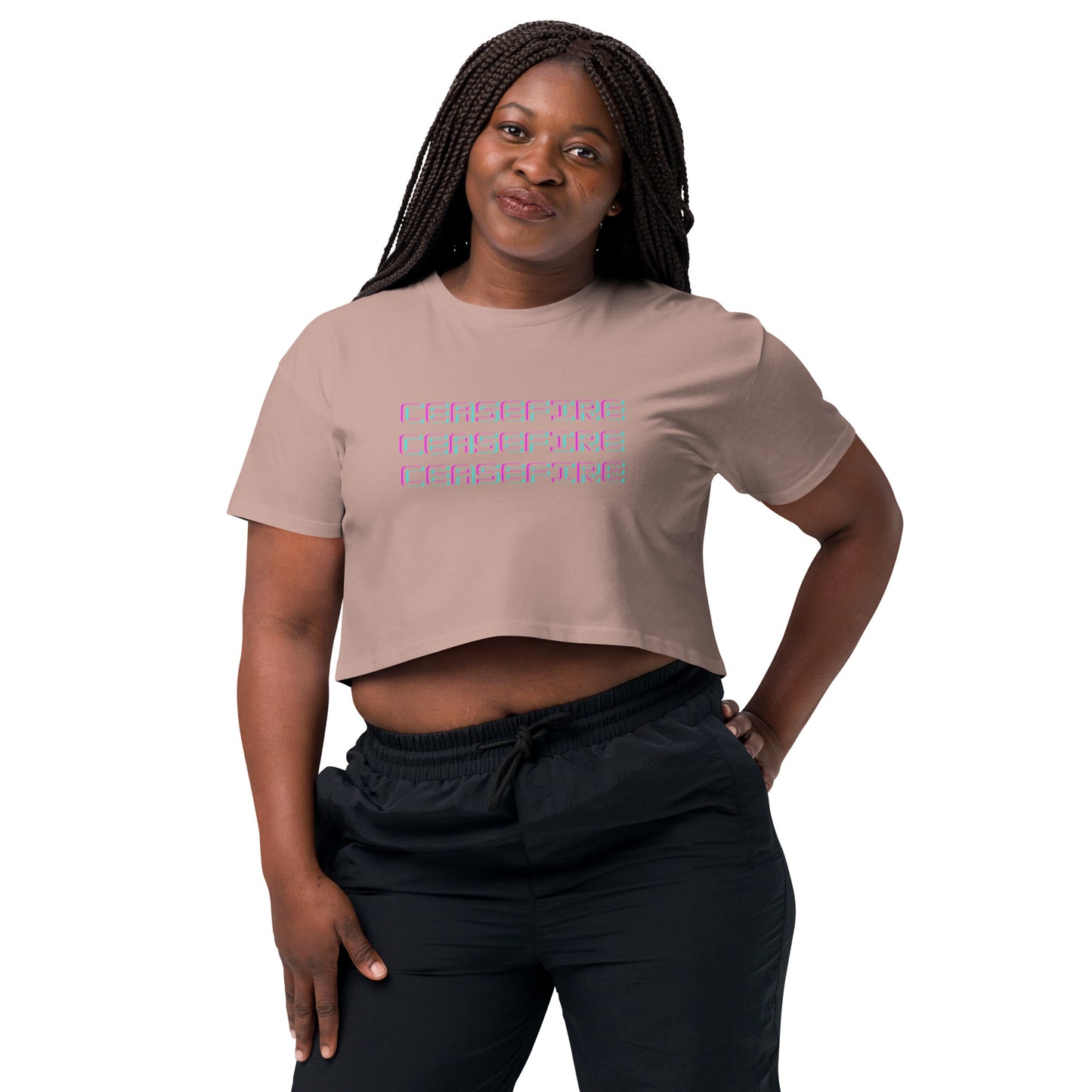 Ceasefire Block Script Crop Top