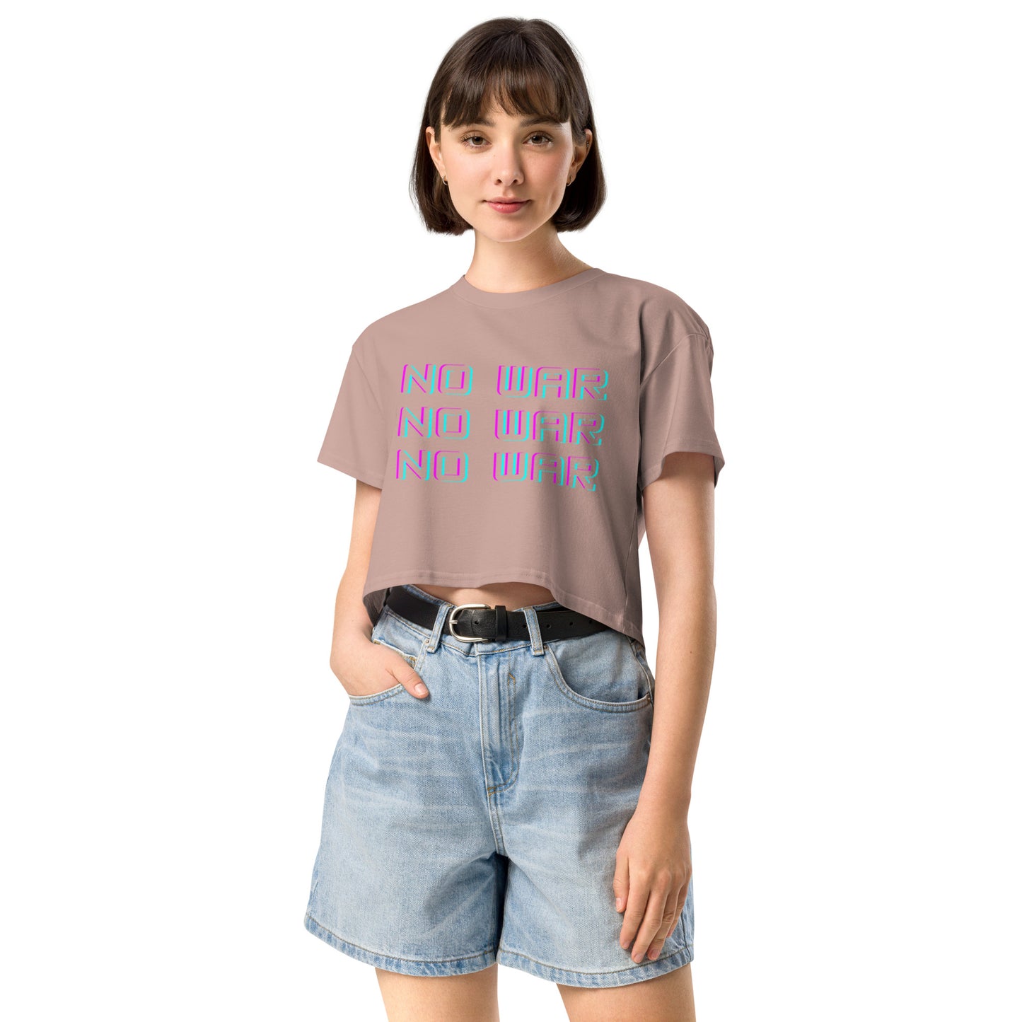 No War Block Script Crop Top