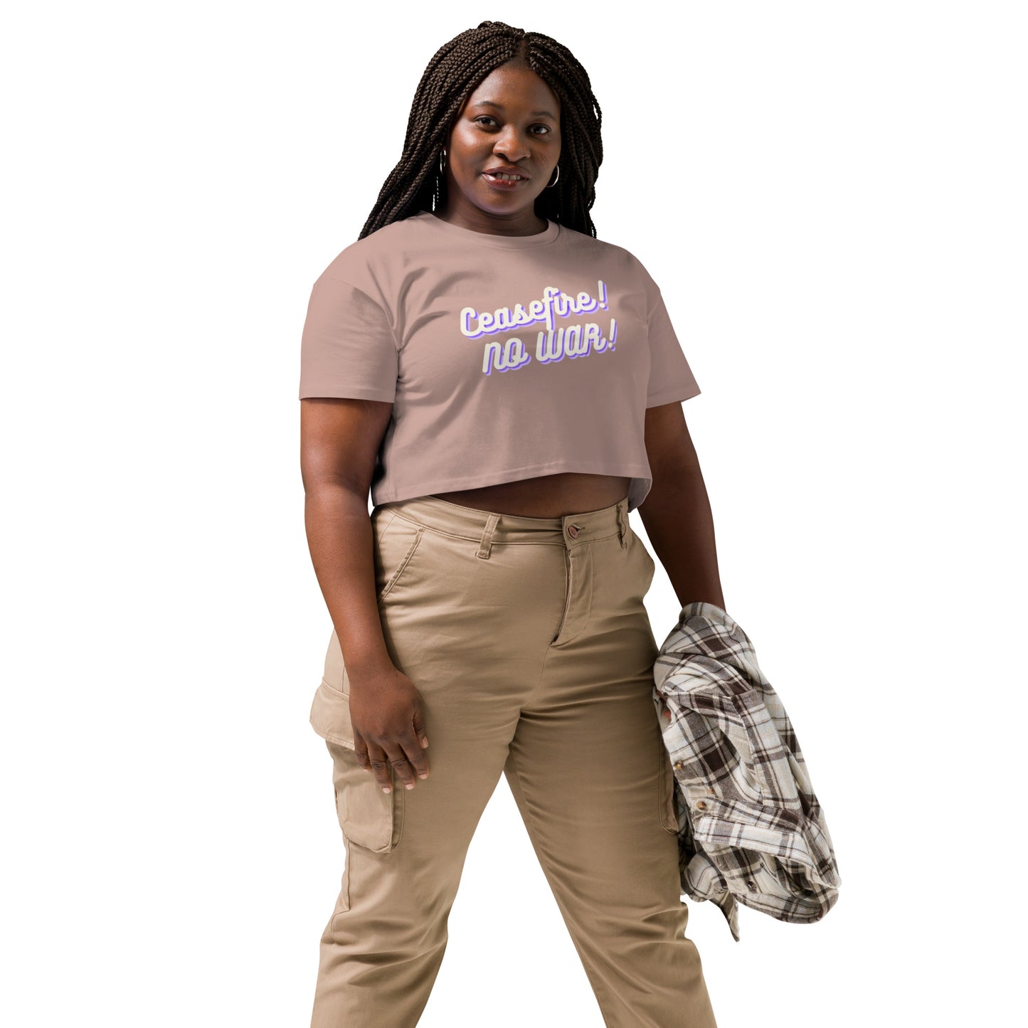 Ceasefire! No War! Purple Script Crop Top