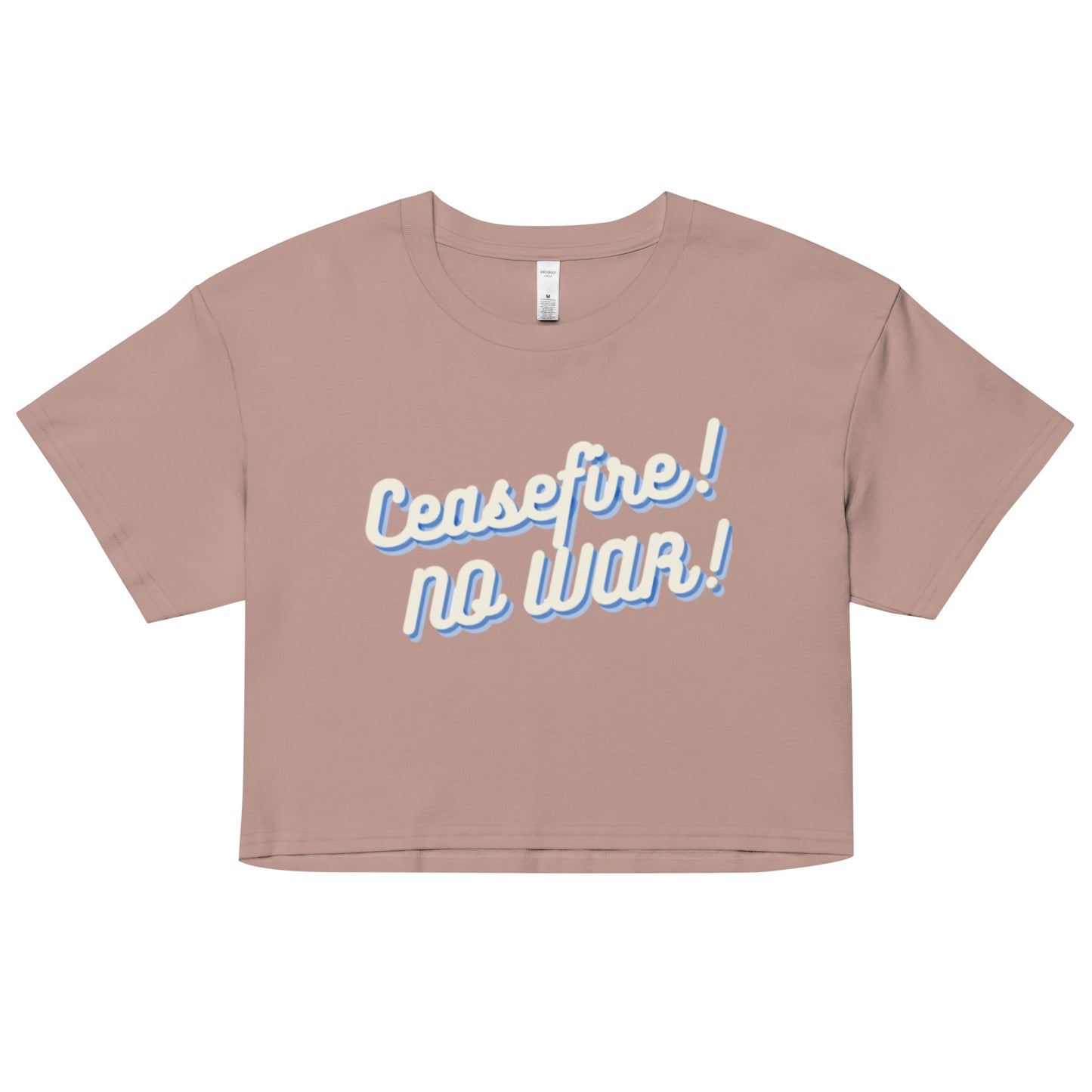 Ceasefire! No War! Blue Script Crop Top