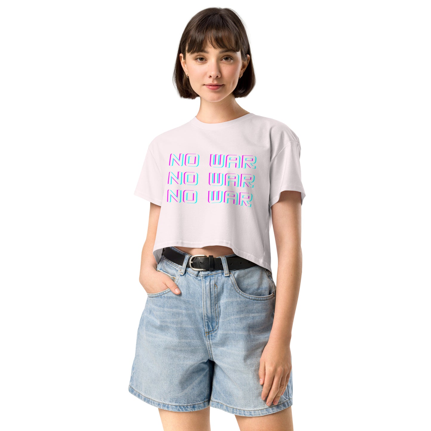 No War Block Script Crop Top