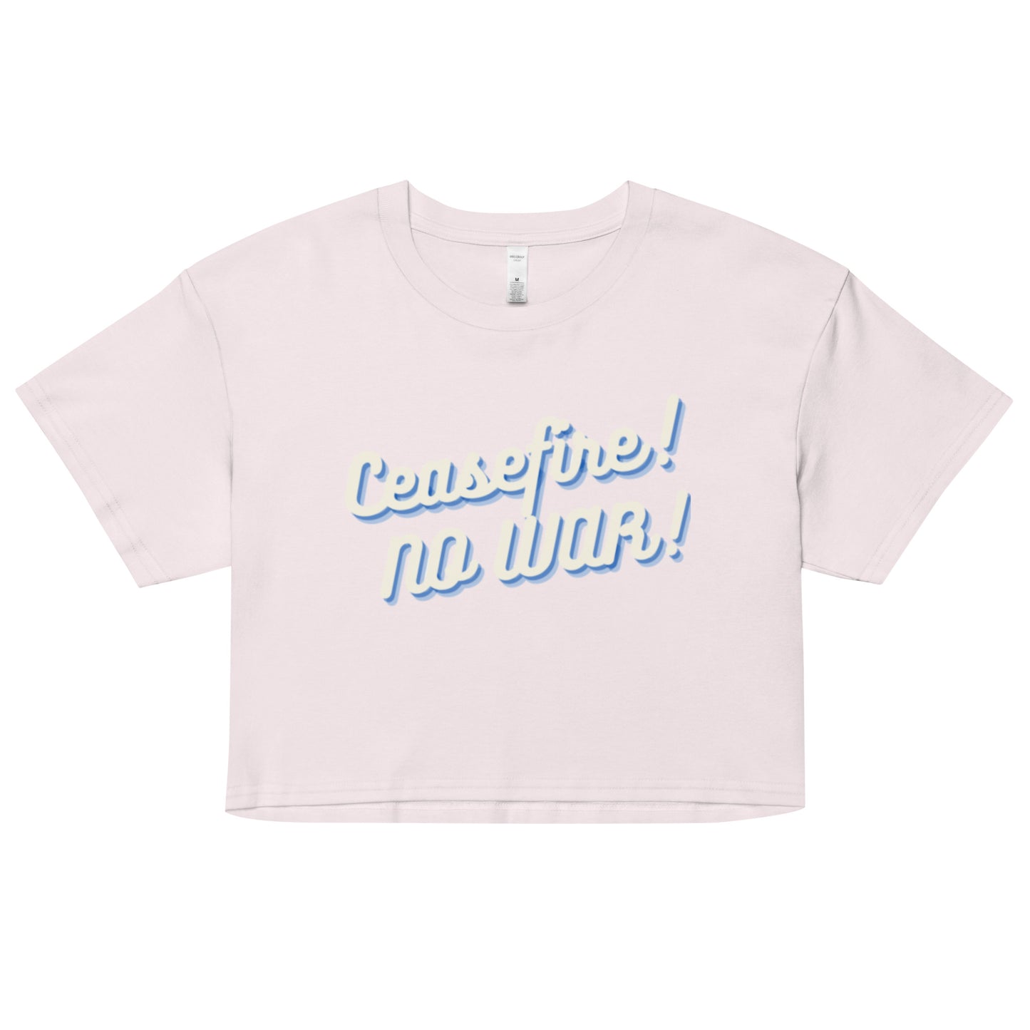 Ceasefire! No War! Blue Script Crop Top