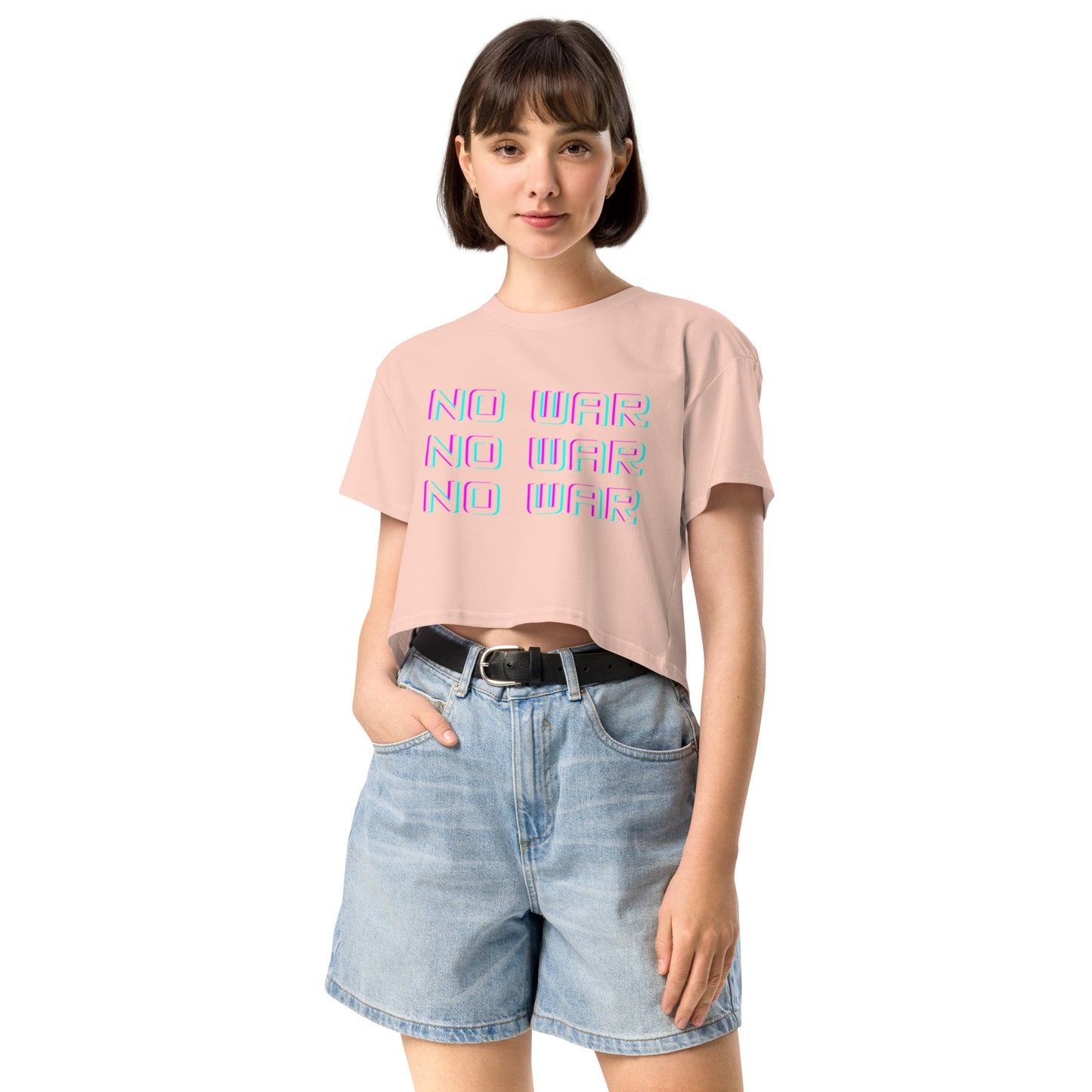 No War Block Script Crop Top
