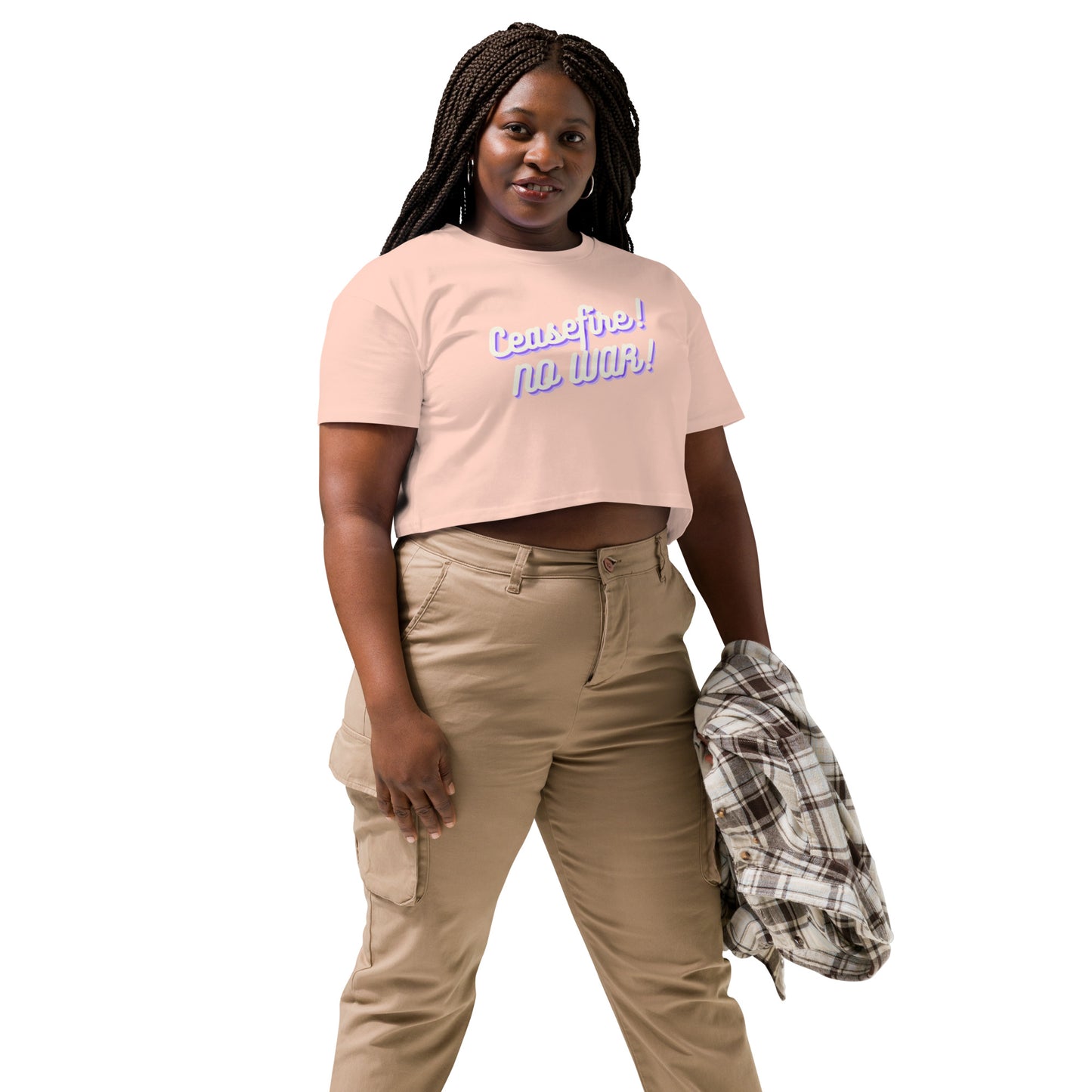 Ceasefire! No War! Purple Script Crop Top