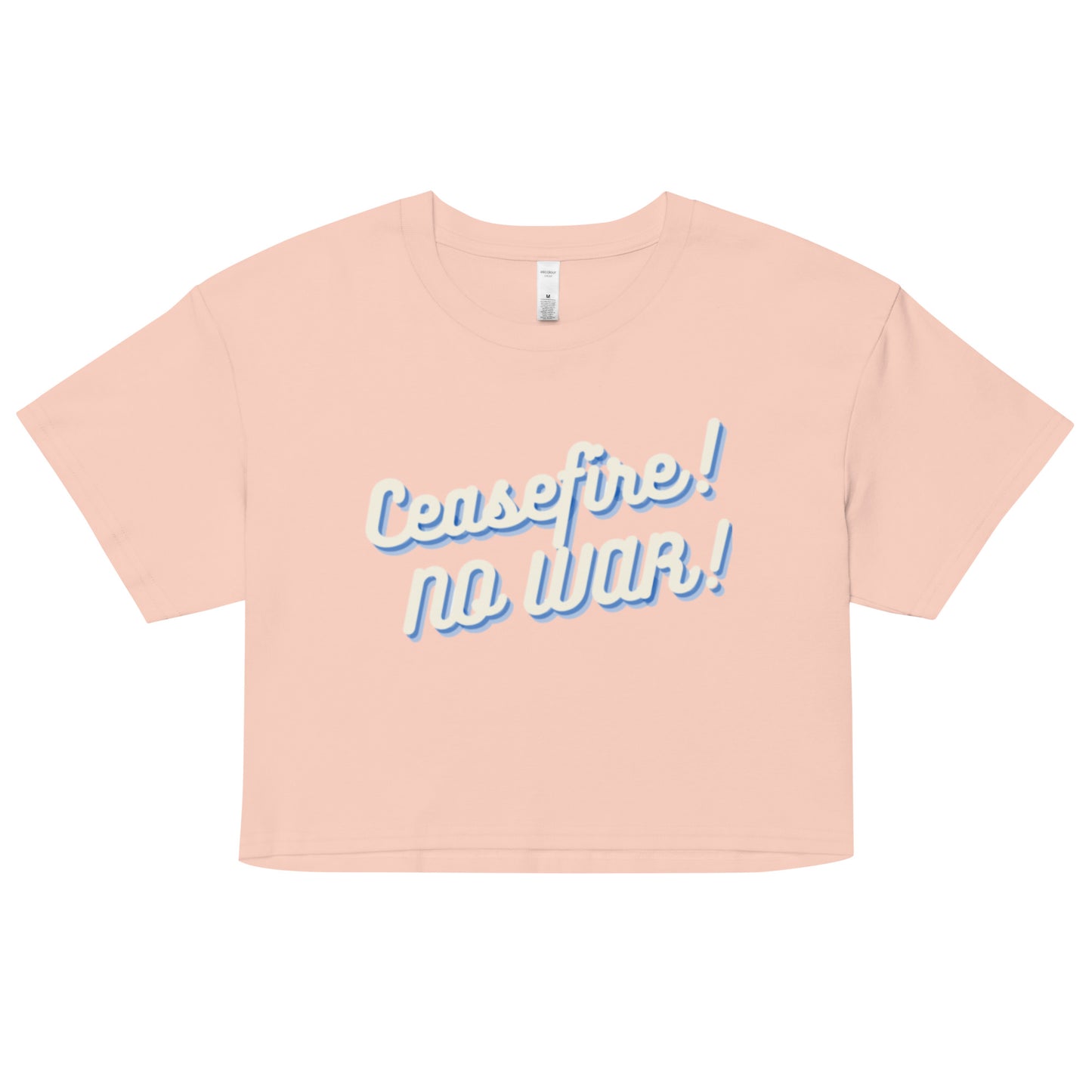 Ceasefire! No War! Blue Script Crop Top