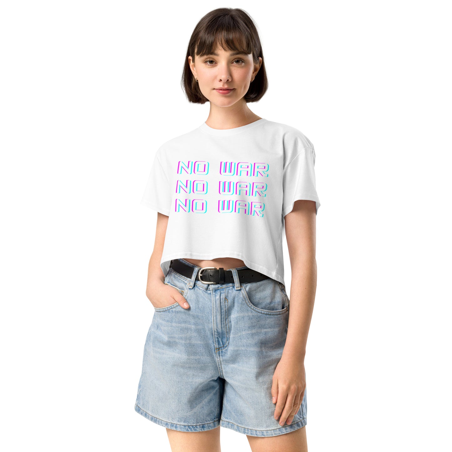 No War Block Script Crop Top