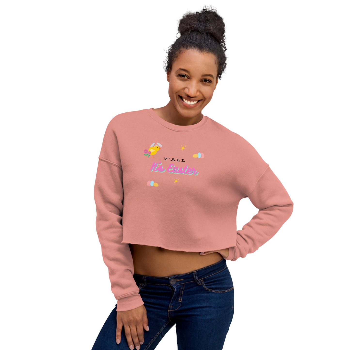 Y'all It's Easter Crop Sweatshirt