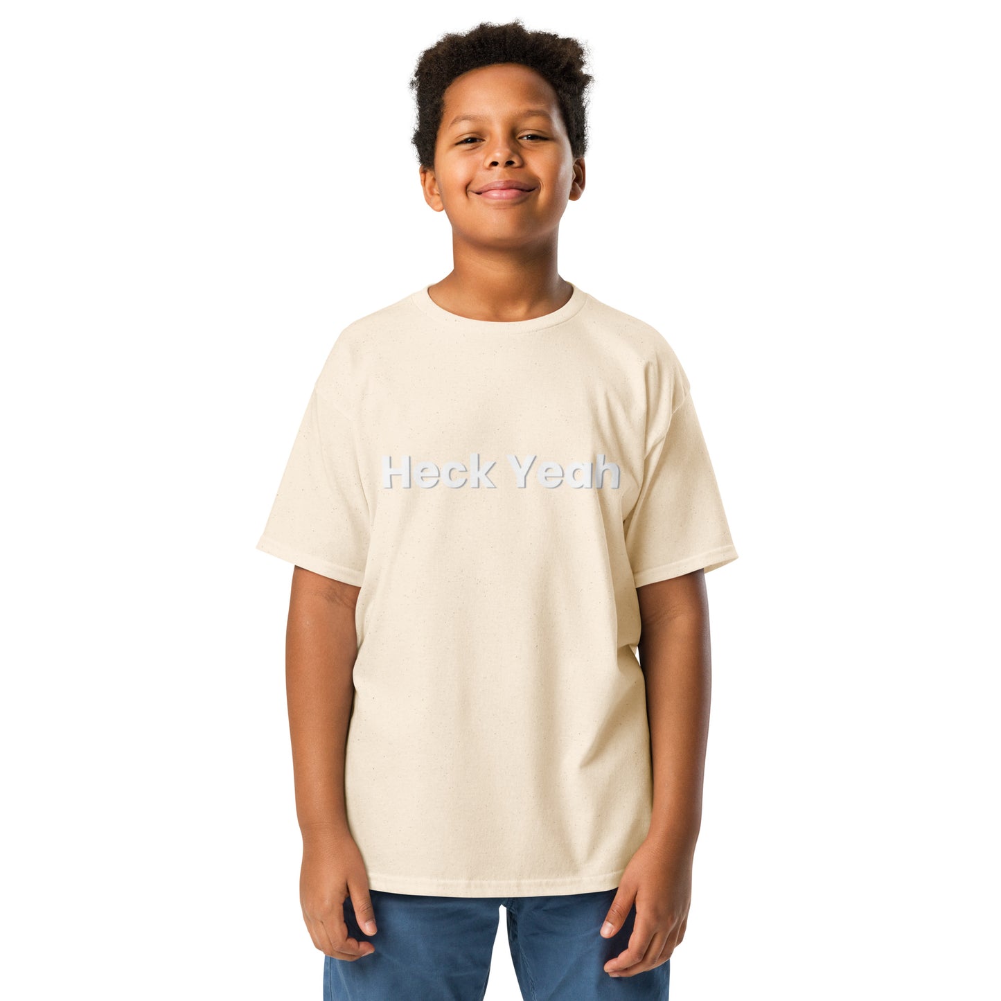Heck Yeah Youth Classic Tee White Block Script