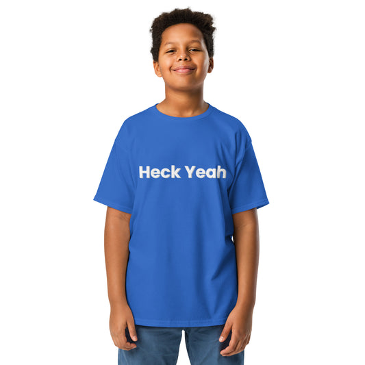 Heck Yeah Youth Classic Tee White Block Script