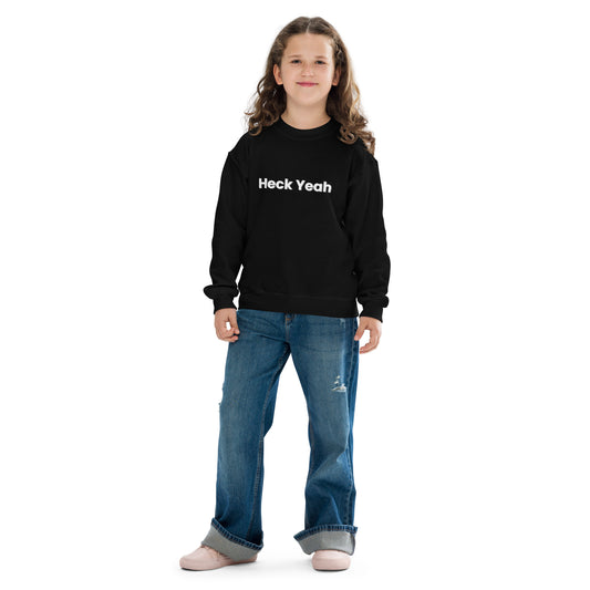 Heck Yeah Youth Crewneck Sweatshirt White Block Script