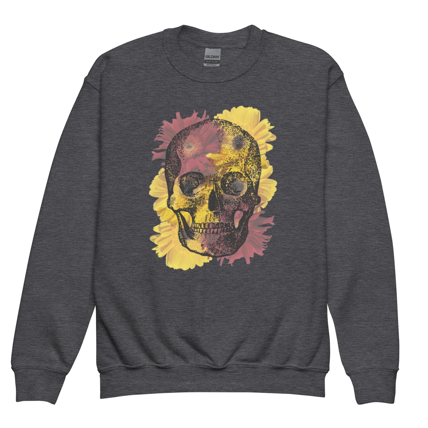 Love Eternal Daisy Skull Youth Crewneck Sweatshirt
