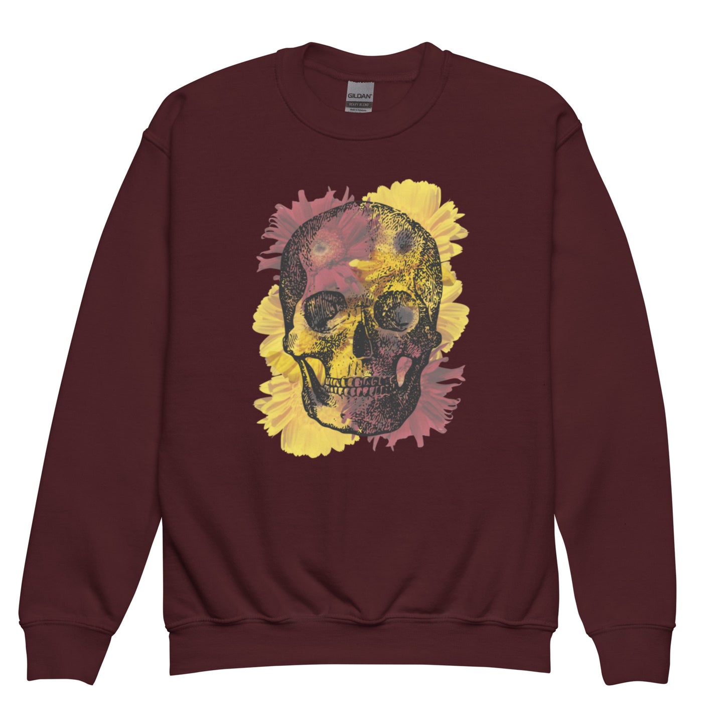 Love Eternal Daisy Skull Youth Crewneck Sweatshirt