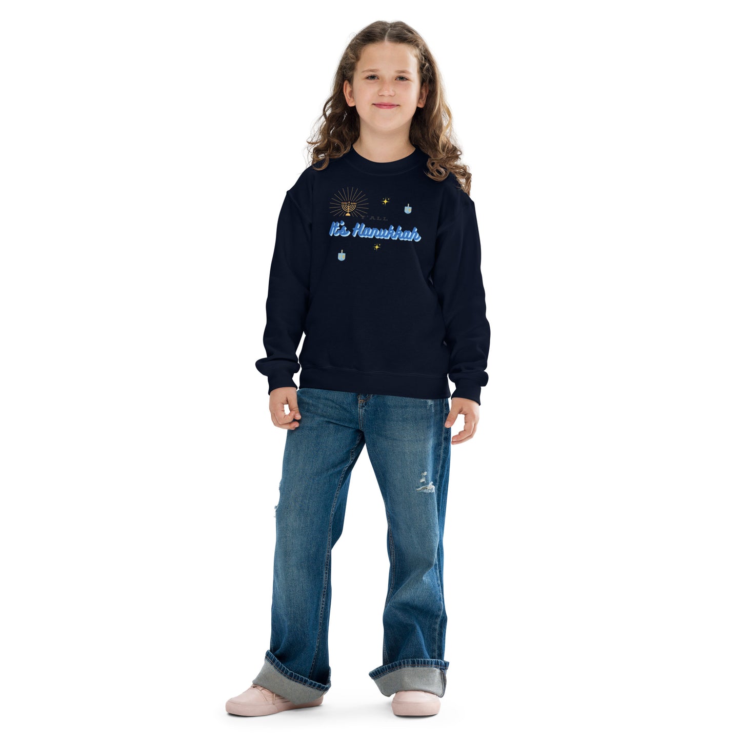 Y'all It's Hanukkah Youth Crewneck Sweatshirt