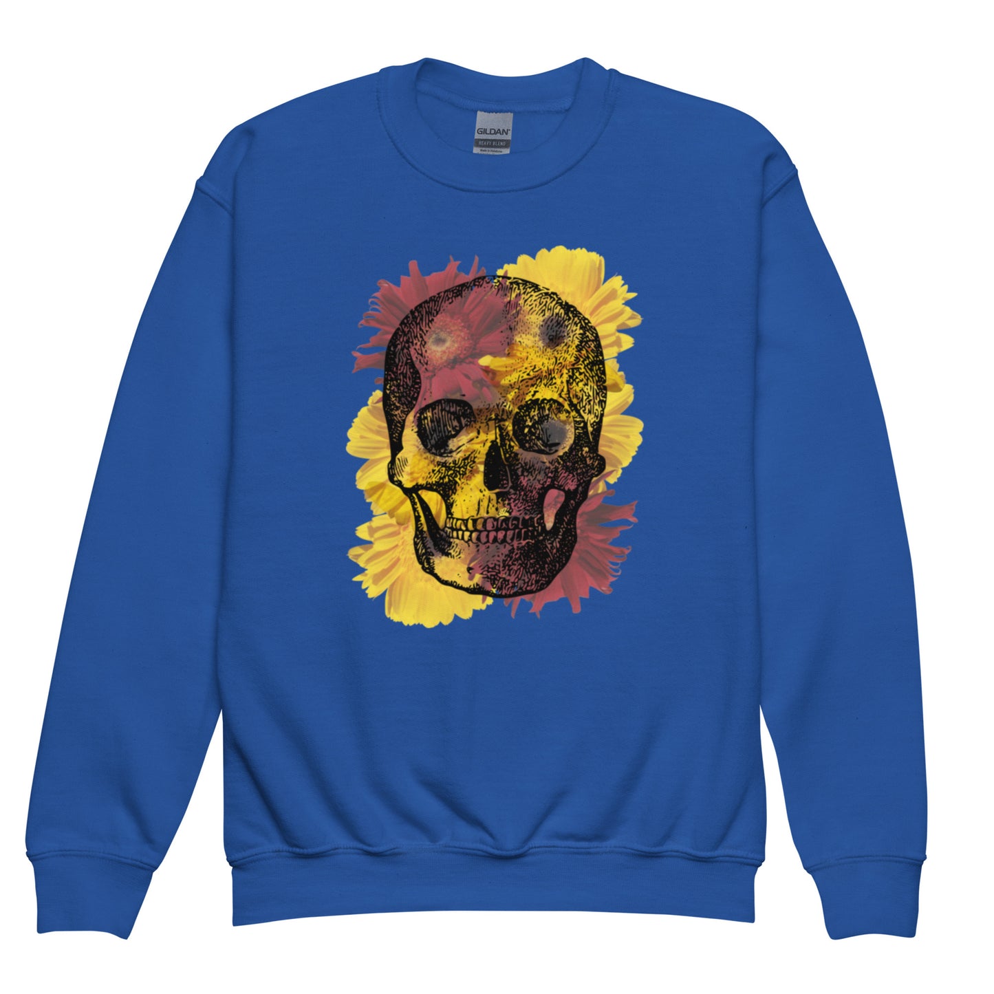 Love Eternal Daisy Skull Youth Crewneck Sweatshirt